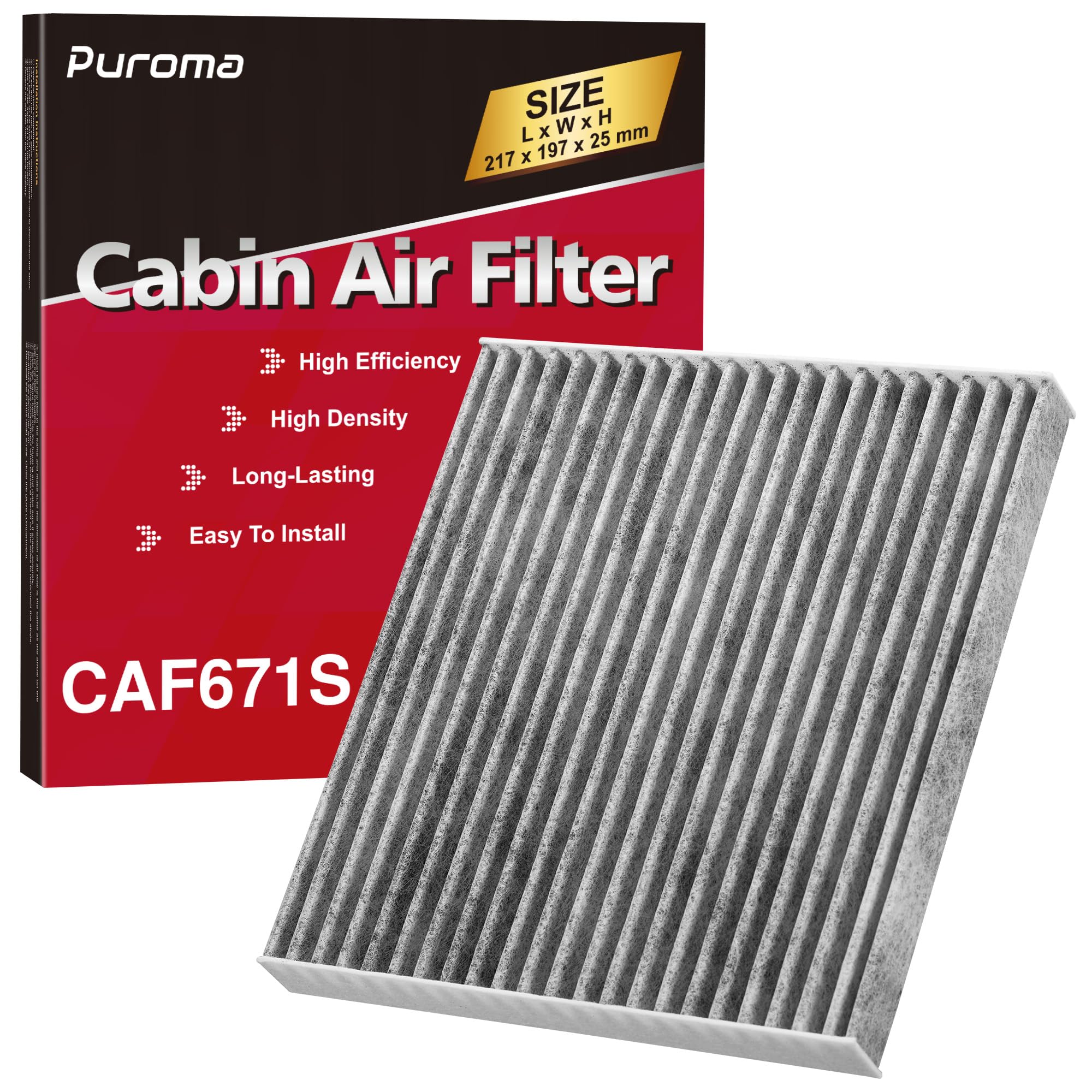 Puroma Cabin Air Filter with Activated Carbon, Replacement for CF11671, 6090C, CAF1864P, Mazda: EG21-61-P11, Jeep Grand Wagoneer, Wagoneer, Mazda CX-7, RAM 1500, 1500 Classic, 2500, 3500, 4500, 5500