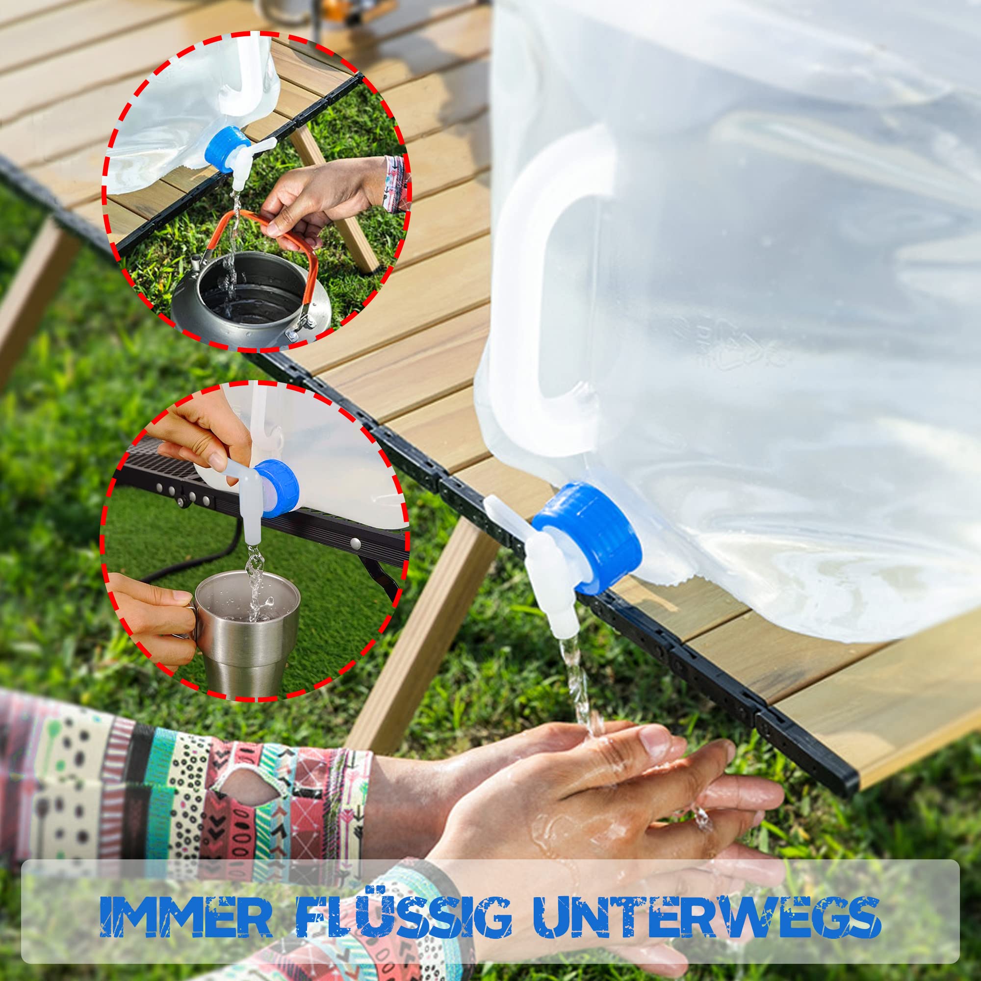 2 Réservoirs D'eau Pliables 10L Chacun - Sacs à Eau Portables, Sans BPA, Pour Camping, Randonnée, Voyages
