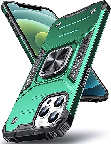 Anqrp Diseñada para iPhone 12 y iPhone 12 Pro, funda protectora de grado militar con anillo de metal mejorado soporte magnético compatible con