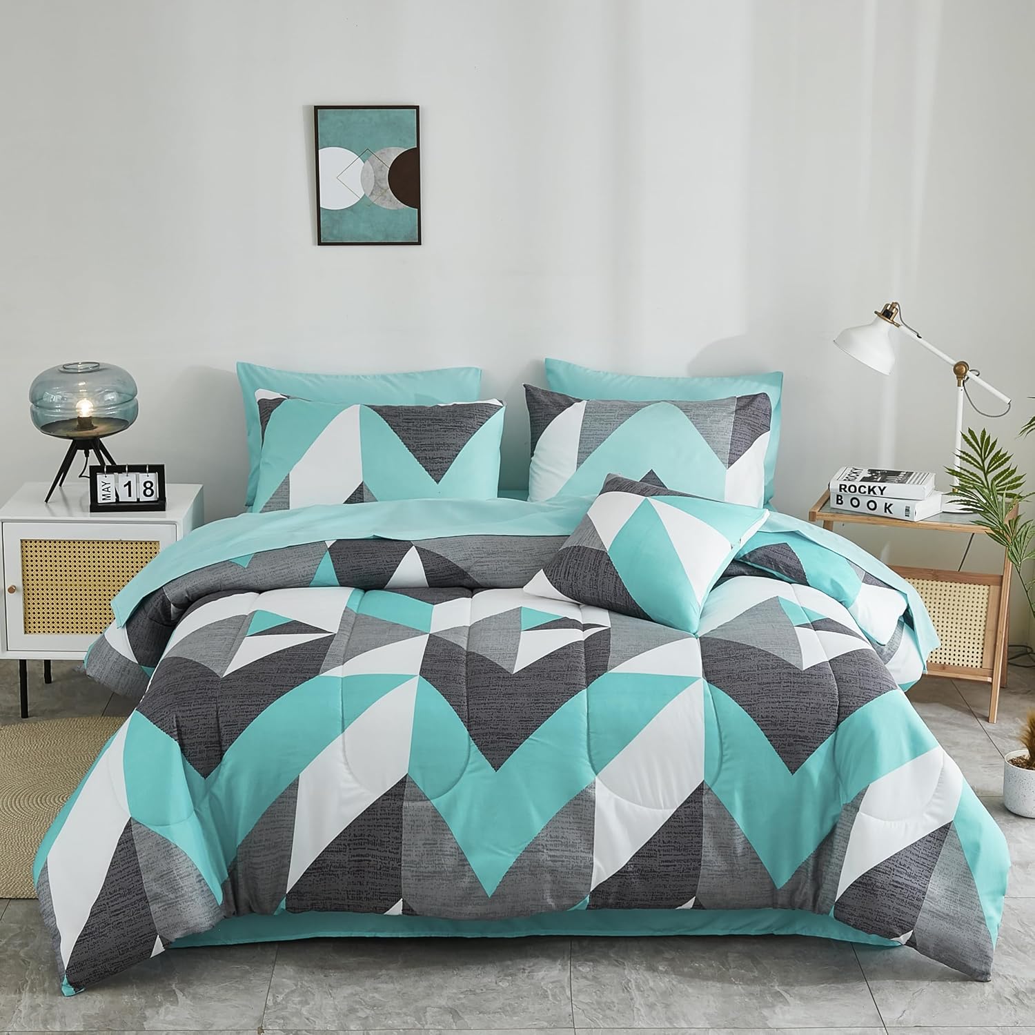 Bedbay Twin Comforter Set with Sheets Teal Bed Set Boys