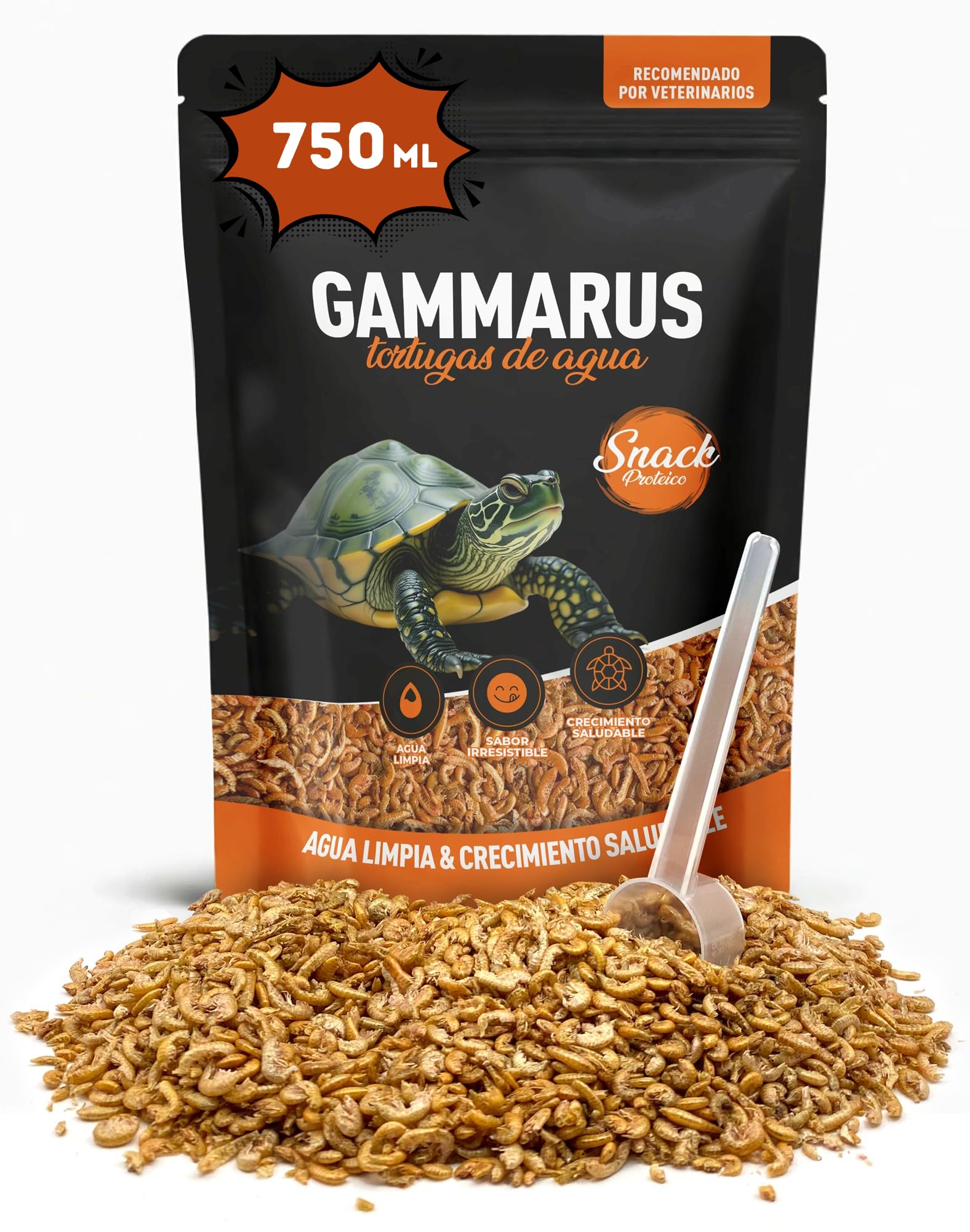 AF® - 750 ml Getrocknete Garnelen, 75 g Gammarus für Wasserschildkröten | Protein-Snack für Ihre Wasserschildkröte, wasserschildkröten Futter, Dried Shrimp