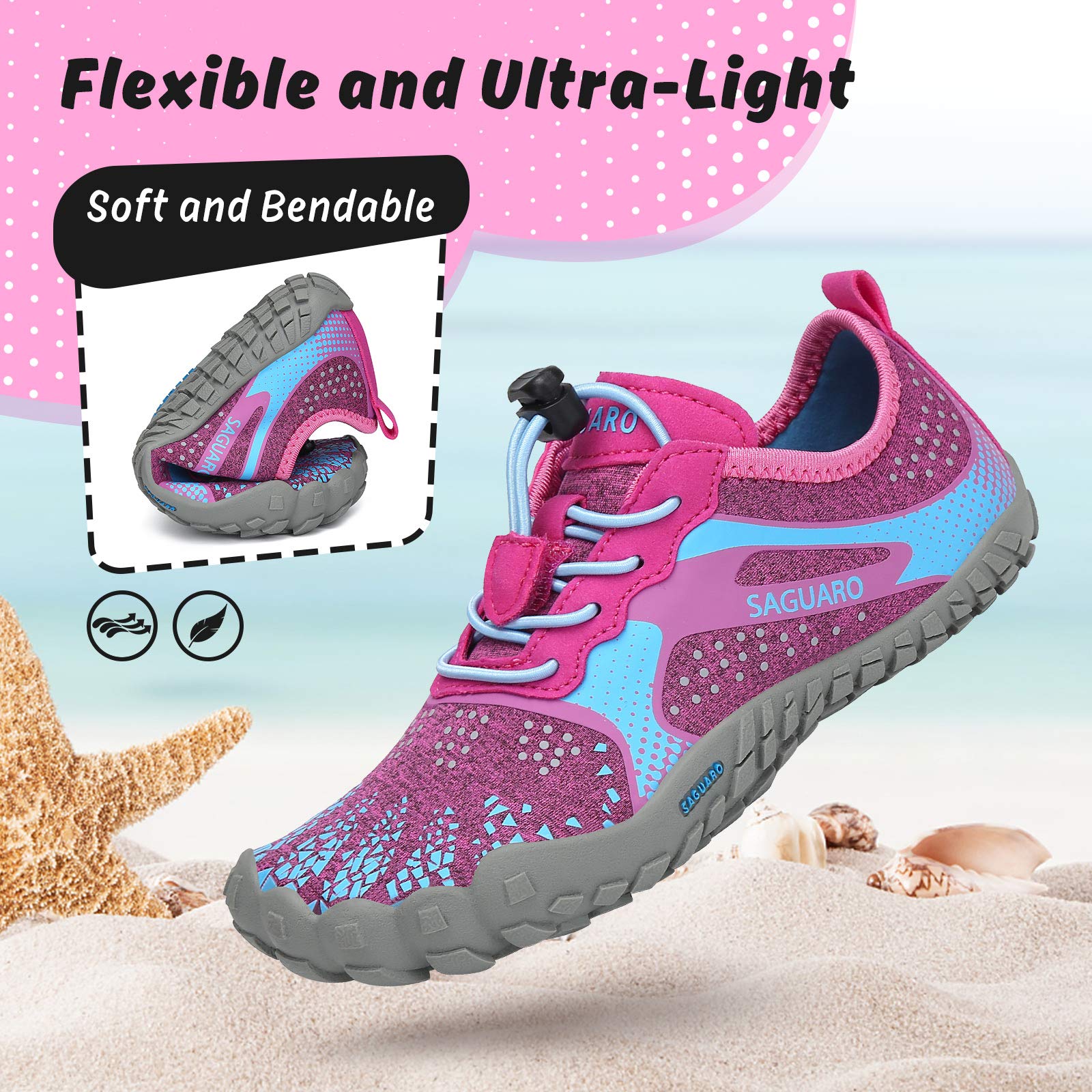 SAGUARO Niños Calzado Descalzos Zapatillas de Trail Niñas Transpirables Minimalistas Zapatillas de Deporte, 24-36 EU — view 5
