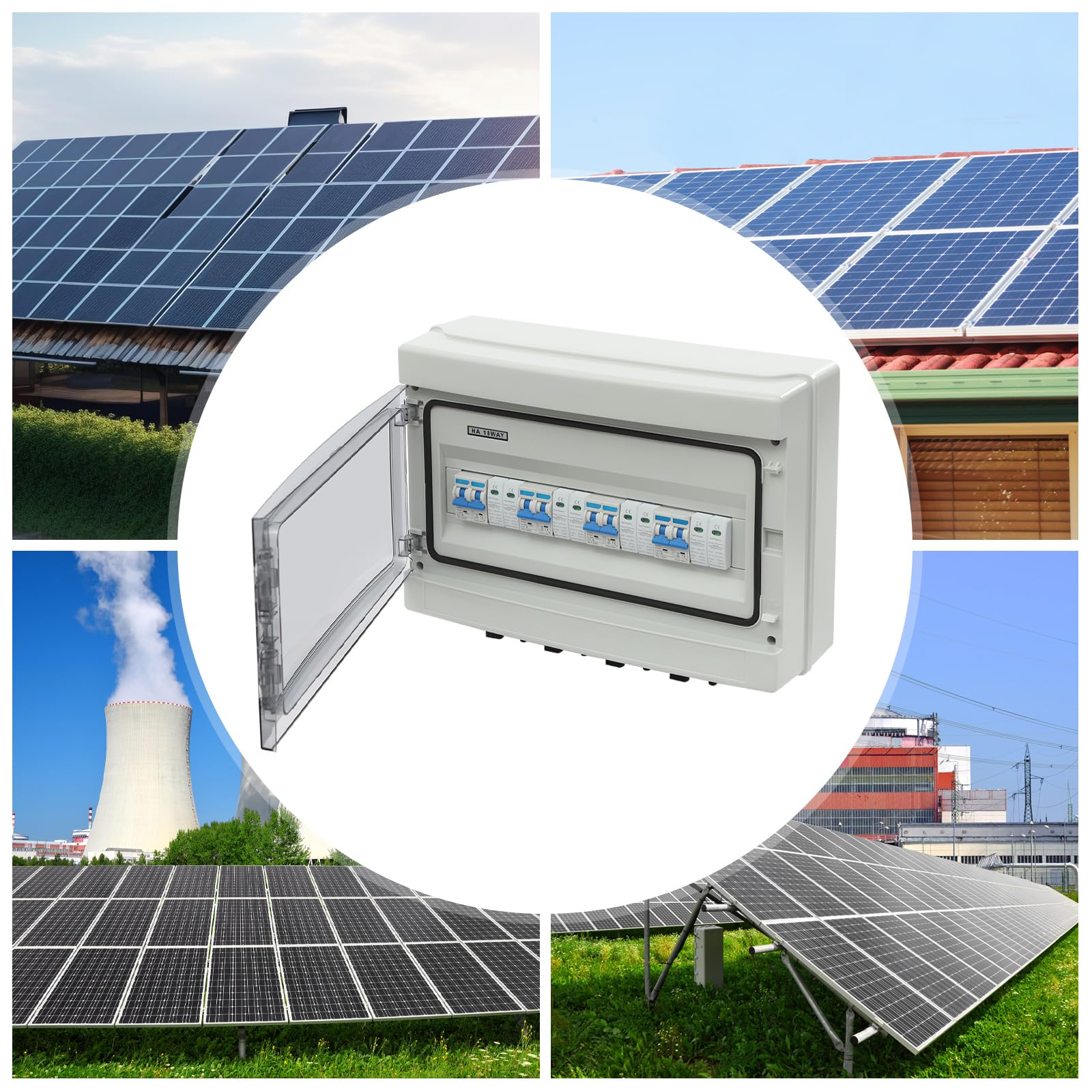 PV Combiner Box 4 in 4 Out 1000V DC, 40A Solar Combiner Box mit Überspannungsschutz & Kurzschlussschutz, IP65 wasserdicht, für Photovoltaik-Anlagen, geeignet für 6mm Kabel, inklusive Montagezubehör, W