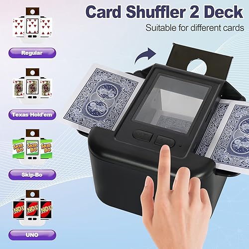 Miniatura 5 de Barajador automático de tarjetas, barajador de cartas recargable de 1 a 2 barajas, modo automático y manual de una sola pulsación, barajado rápido