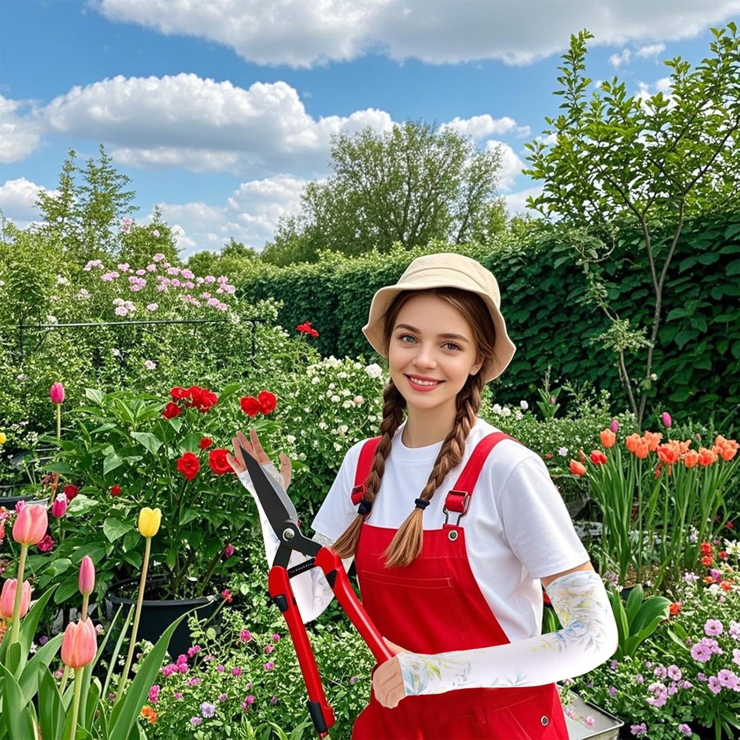 Gardening Sleeves for Women Sun Protection Cooling Arm Cooling Sleeves for Gardening Thorn Proof Garden with Thumb Hole - Image 6