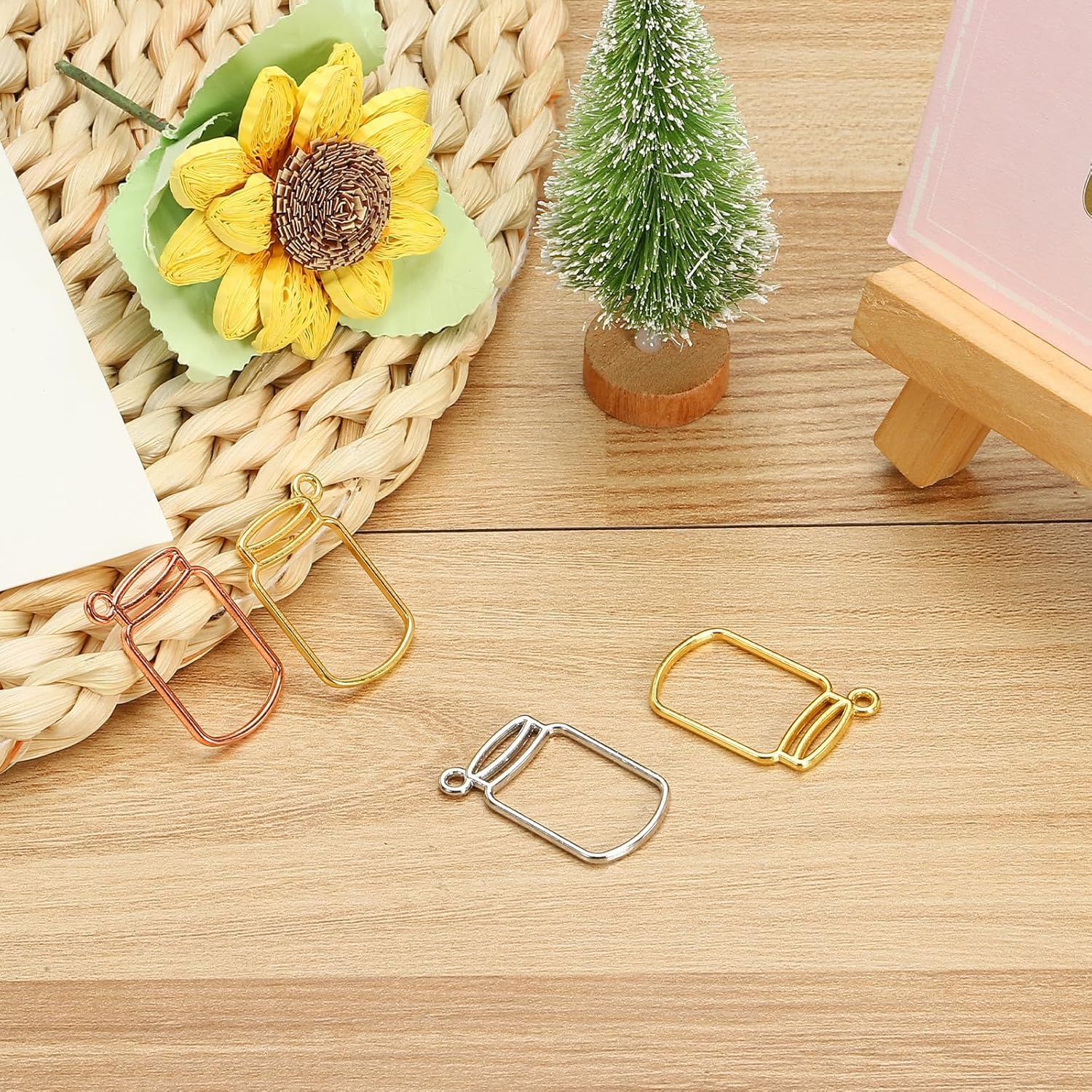 PATIKIL Alloy Open Back Bezel Pendants, Bottle Shape Hollow Resin Pendant Frame for DIY Crafts Earrings, - Image 5