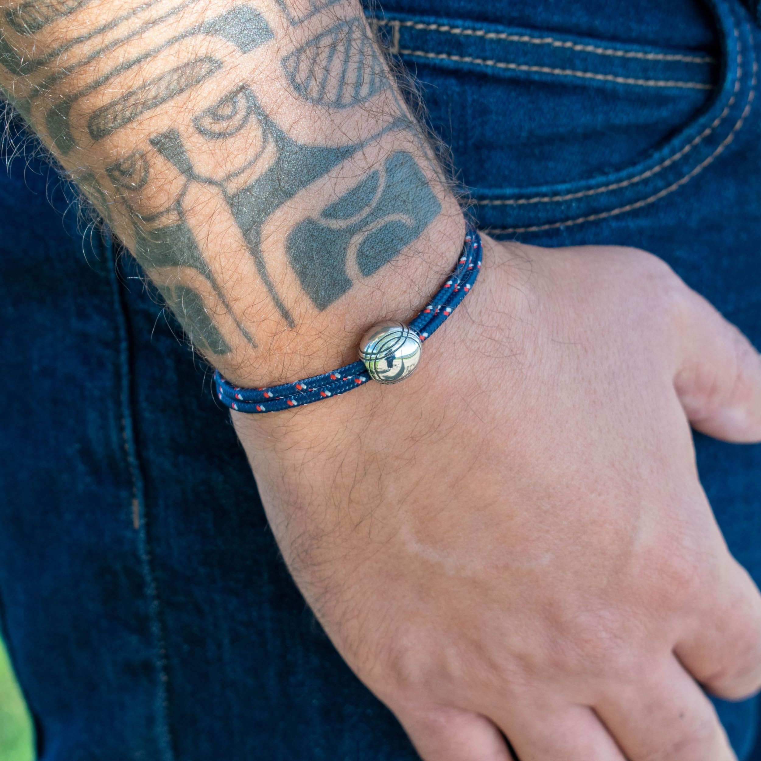 Bracelet pétanque acier inoxydable réglable homme femme - Cadeau Noël anniversaire fête des pères