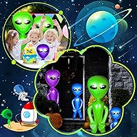 Vista 6 de Seematn 6 globos inflables de alienígena gigantes para decoración de fiesta de cumpleaños de alienígenas, juguete gigante para piscina de verano