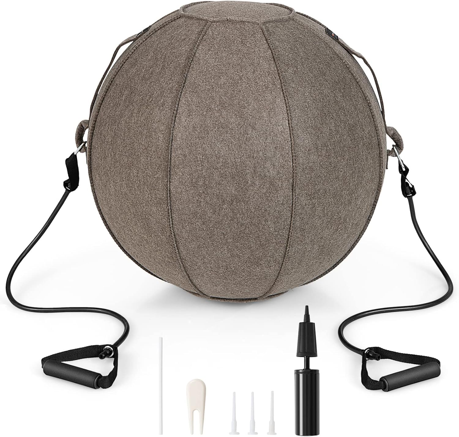 EKYLIP 65cm Sitting Ball Chair for Office, Dorm, and Home, Exercise Yoga Ball with Cover, Lightweight Self-Standing Ergonomic Posture Activating Exercise Ball Solution with Handle and Pump