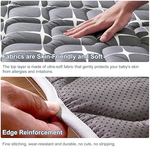 Miniatura 3 de Vibe bear Tapete de juego para bebé de 79 x 63 pulgadas, de espuma más gruesa de alta calidad, de una sola pieza, tapete antideslizante extra grande