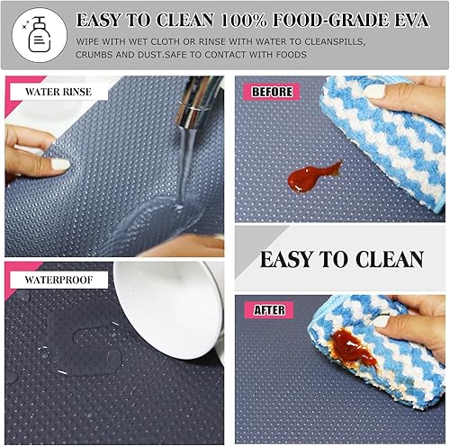 Miniatura 4 de 10 revestimientos para refrigerador, lavables para refrigerador, almohadillas para armario, cajón, hogar, cocina, organización (gris)