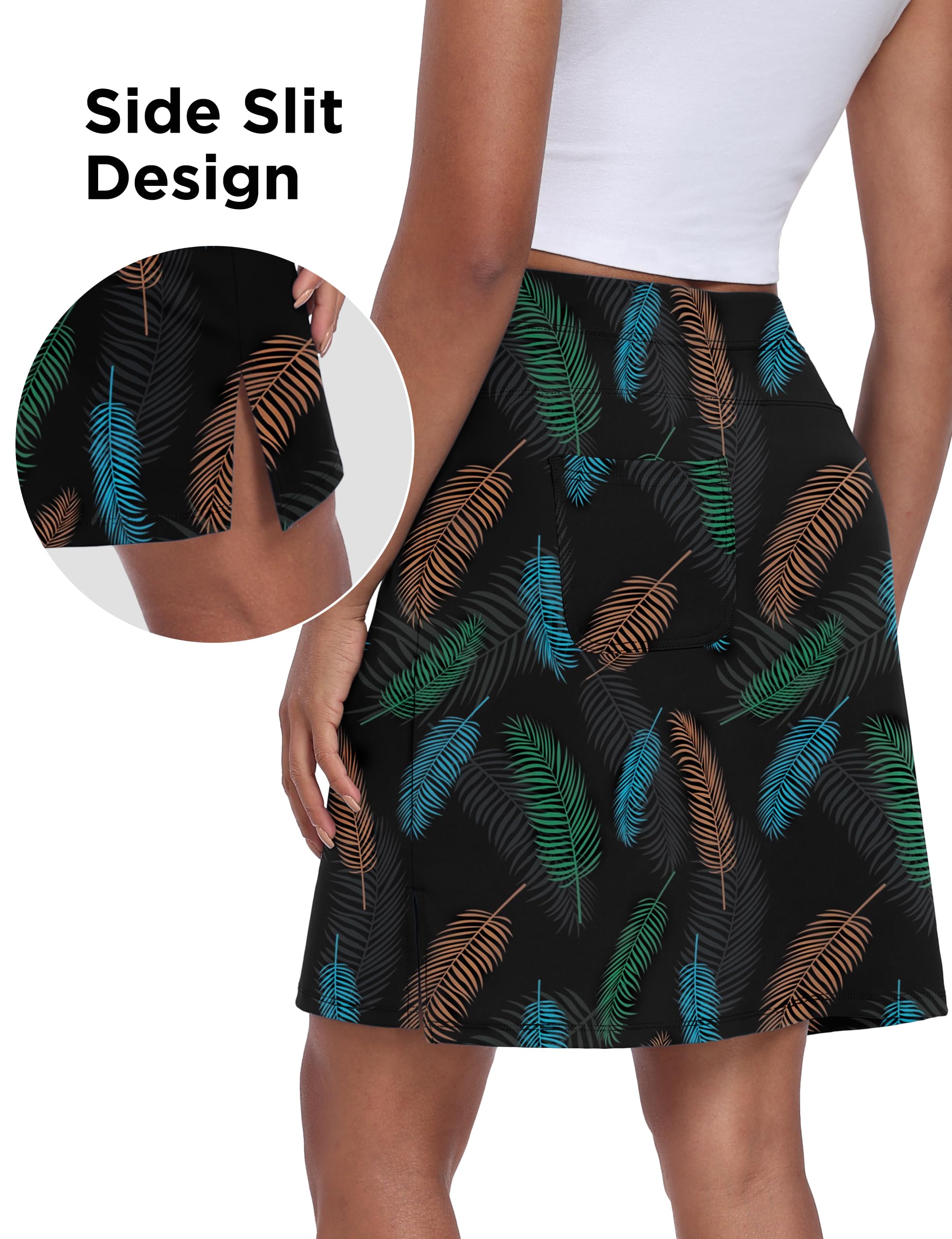 Desol Tennisrock Damen Knielang Sportrock Hoher Taille Hosenrock Golfrock Wanderrock Damen mit Innenhose und Tasche