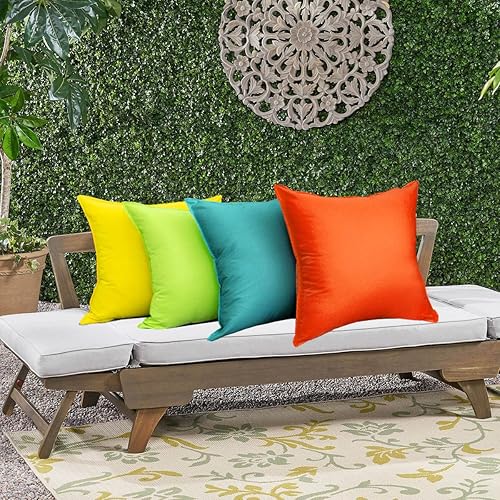 Miniatura 7 de SOFJAGETQ Paquete de 4 fundas de almohada para exteriores, impermeables, decorativas, cuadradas, resistentes al agua, para patio, sofá, tienda de