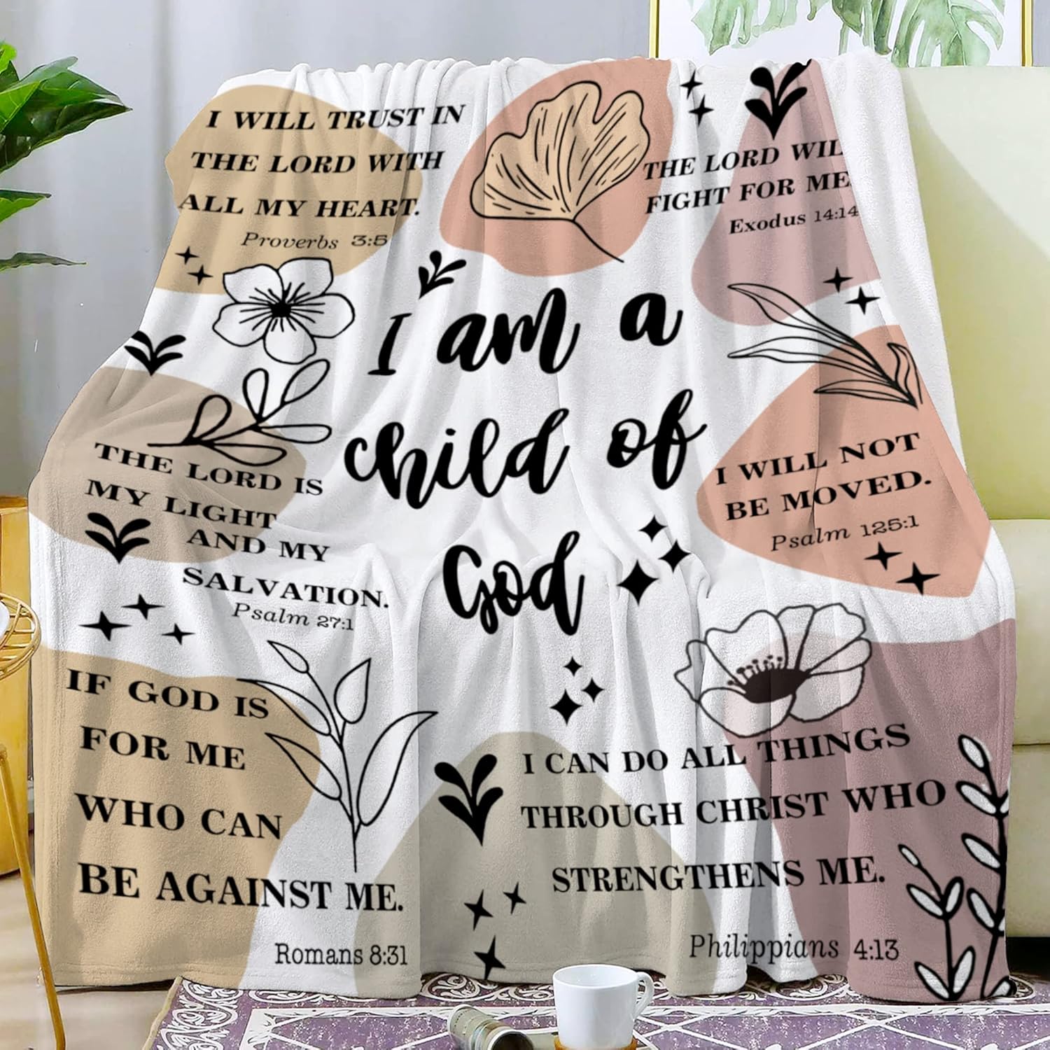Christian Gifts for Women Inspirational Bible Verse Blanket Religious Scripture Prayer Faith Throw Blanket Soft Flannel Healing Blanket 80"X60"