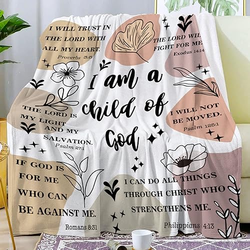 Miniatura 2 de Regalos cristianos para mujeres, manta inspiradora con versículos bíblicos, manta de oración religiosa, manta de franela suave curativa, 50 x 40