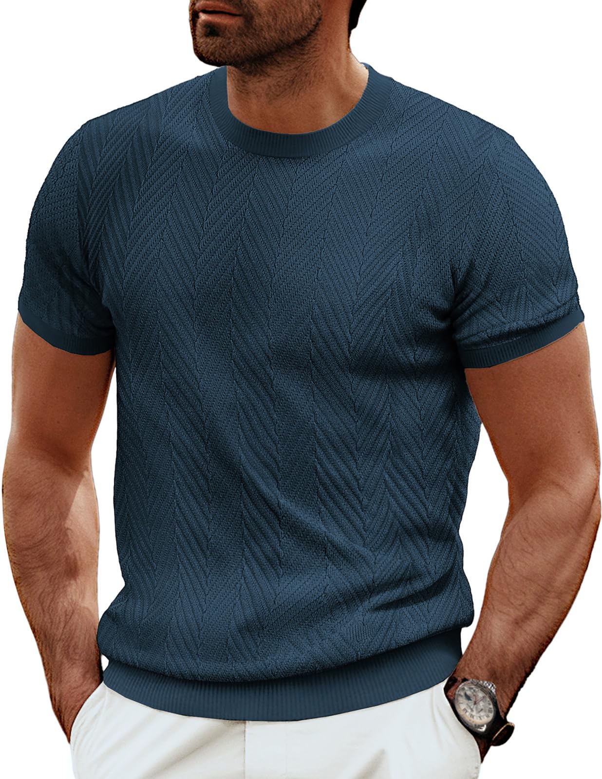 PJ PAUL JONES T-shirt da uomo a maniche corte casual girocollo tinta unita maglia camicia