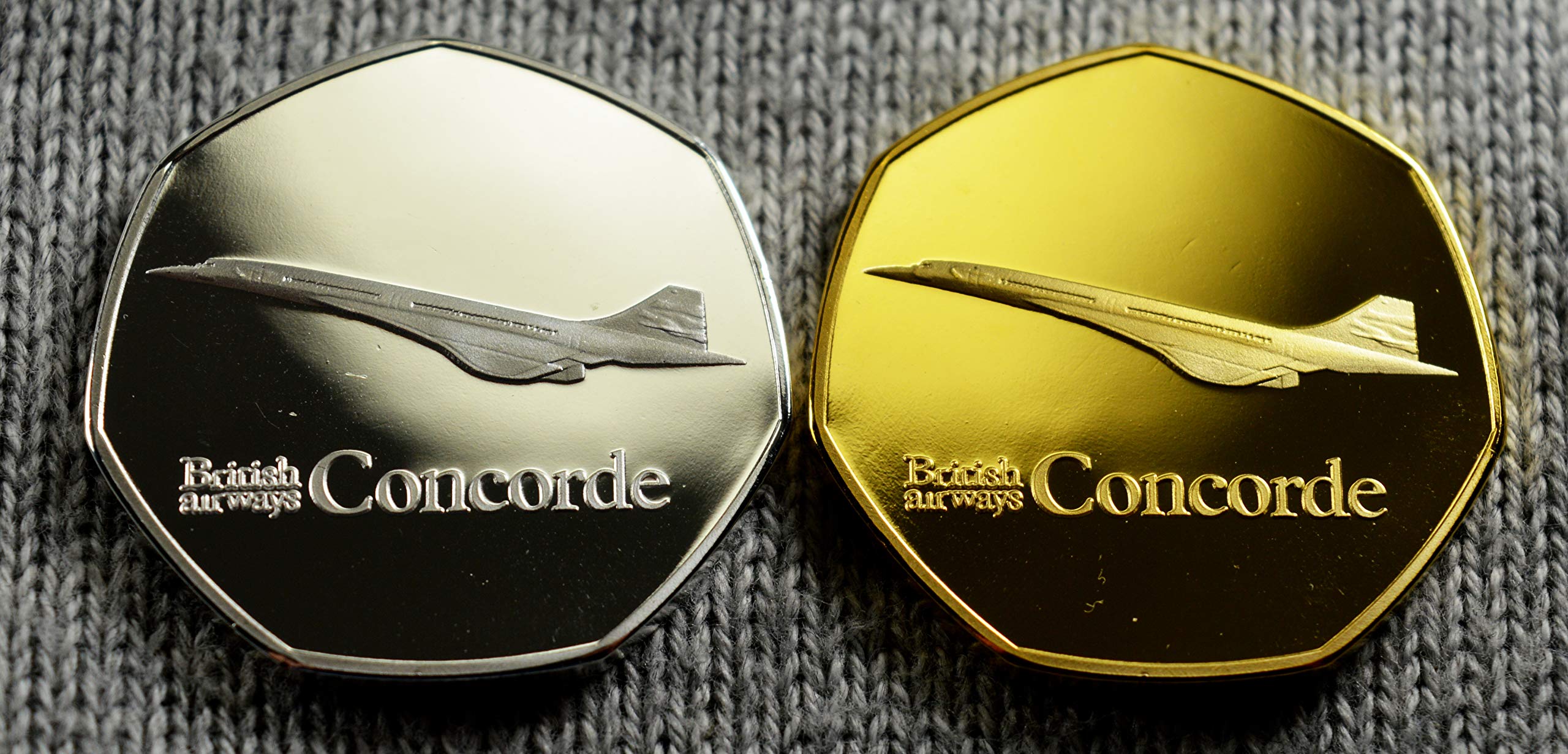 CONCORDE Silver, Gold Commemorative Coins 50p Collectors, Coin Hunt, NEW Supersonic Jet, Air France