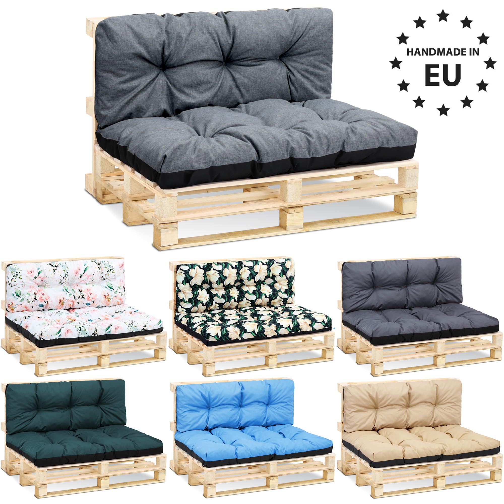 Amazinggirl Cuscini per pallet esterno Cuscino per schienale 120x40 cm - per bancali grandi schienale o seduta da divano panchina da giardino balcone e terrazza 120 x 40 Grigio