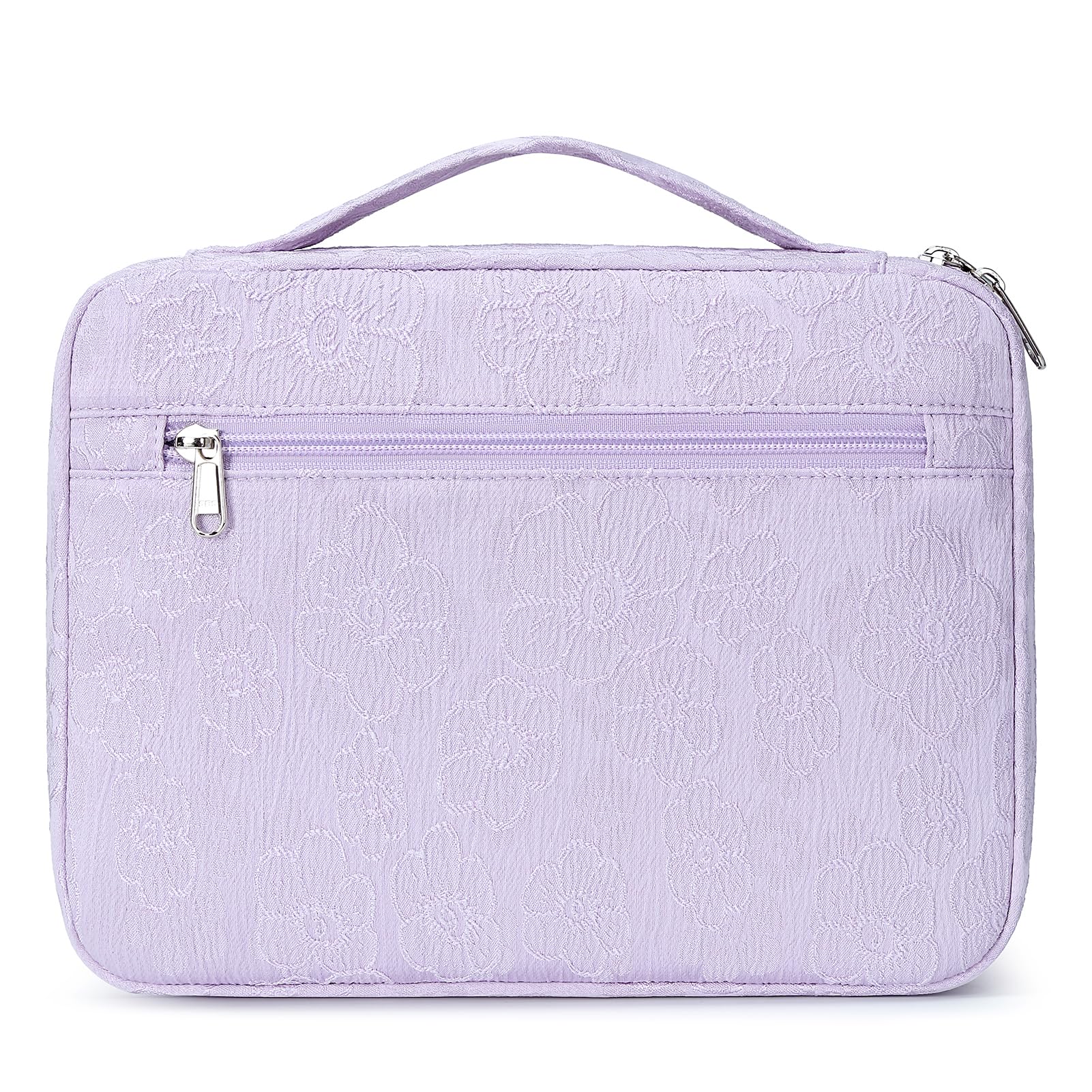 Octsky Bible Cover Carrying Book Case Church Bag Bible Protective with Handle and Zippered Pocket, Floral Purple