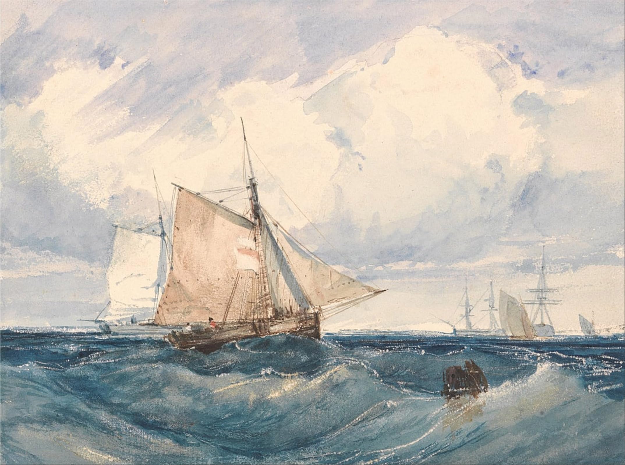 RZHRHJES Abstract Painting Poster Art Print Canvas Print Poster Other Shipping in a Breeze by Richard Parkes Bonington Landscape Canvas Painting for Home Decor 60x90cm