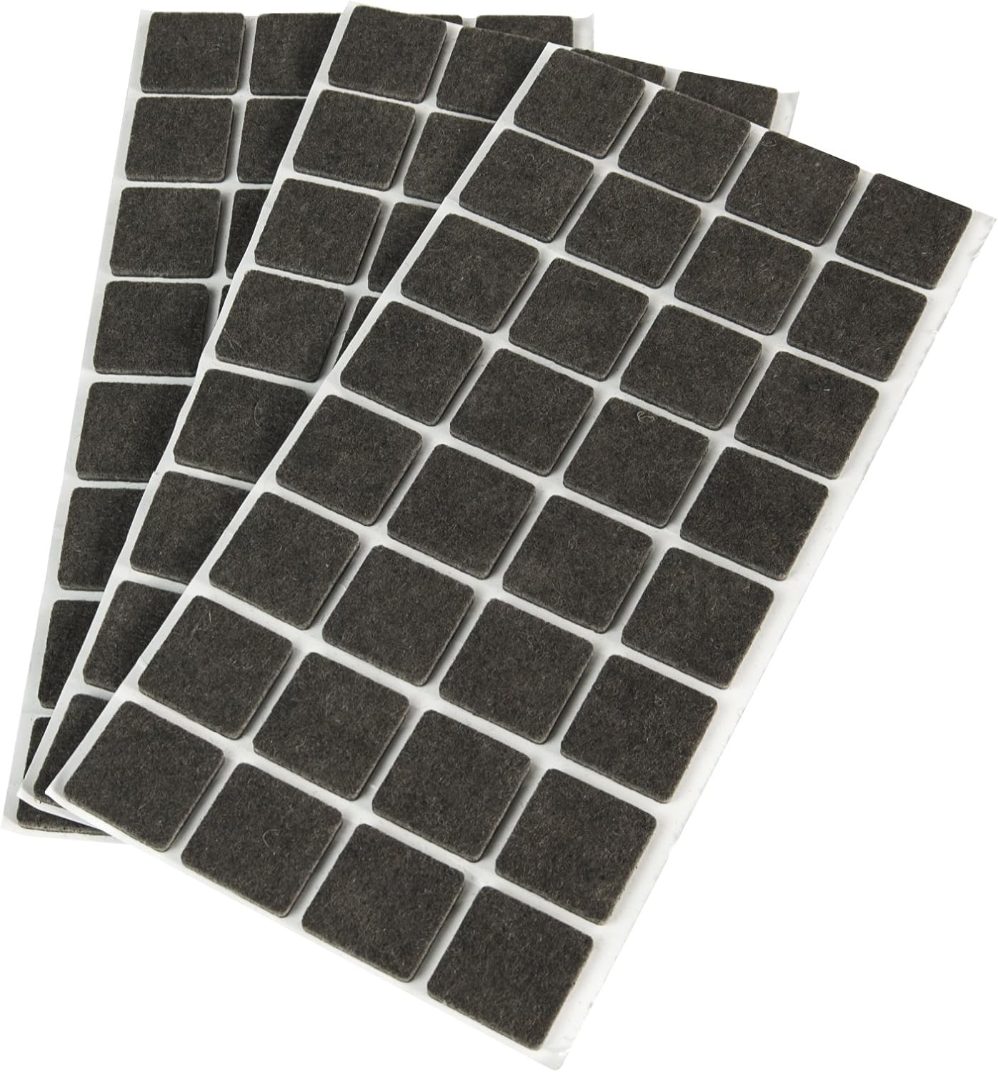 Emuca - Square self adhesive felt pads for furniture brown colour, 25x25mm(0,98x0,98 inch), Set of 96 felt pads