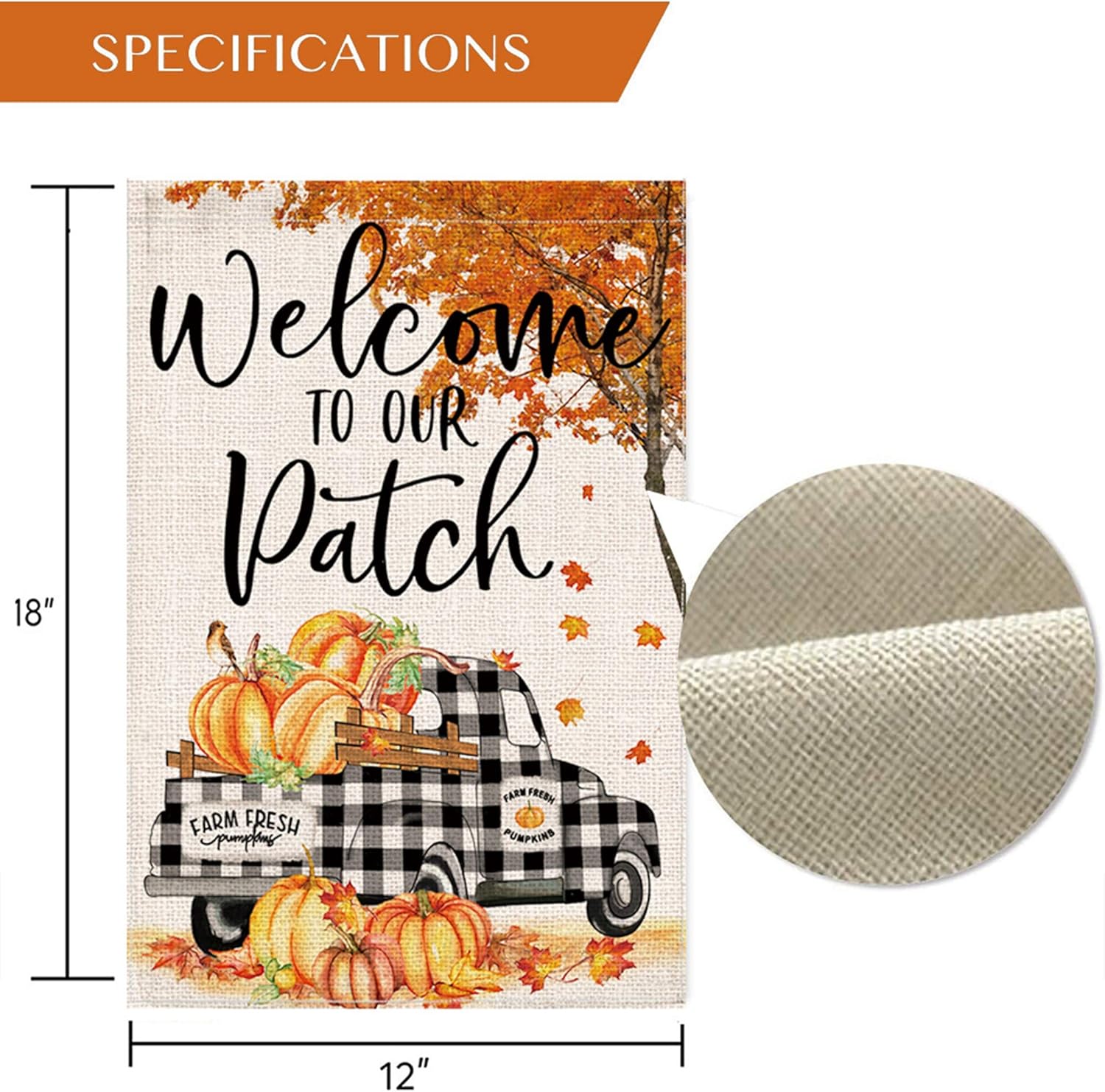 pinata Fall House Flag 28x40 Inch, Fall Leaves Pumpkin Flags Double Sided, Decorative Banners Buffalo Check Truck Outdoor Decorations Seasonal Yard Decor : Everything Else