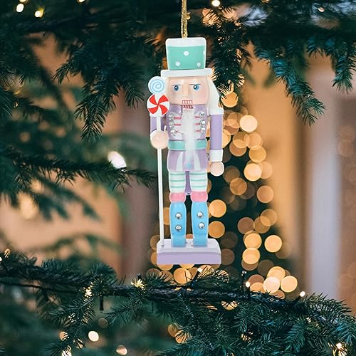 Miniatura 2 de HOMSFOU Regalos de madera de cascanueces de Navidad, 4 piezas de figuras de cascanueces King, marioneta de soldado, mesa de Navidad, chimenea,