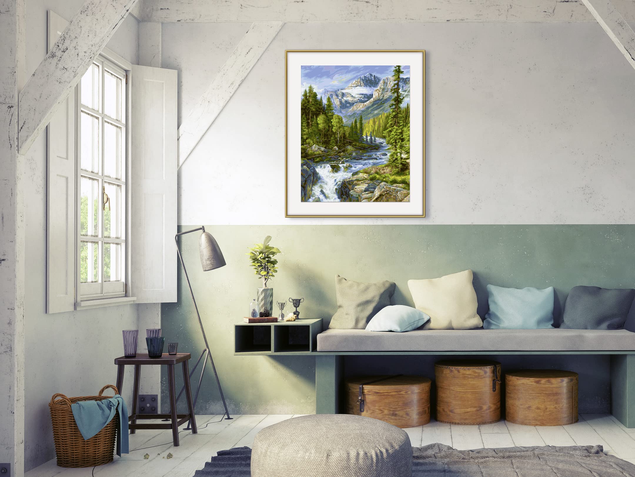 Schipper 609130883 Dipingere con i numeri, Rocky Mountains - Pittura per adulti con pennelli e colori acrilici, 40 x 50 cm