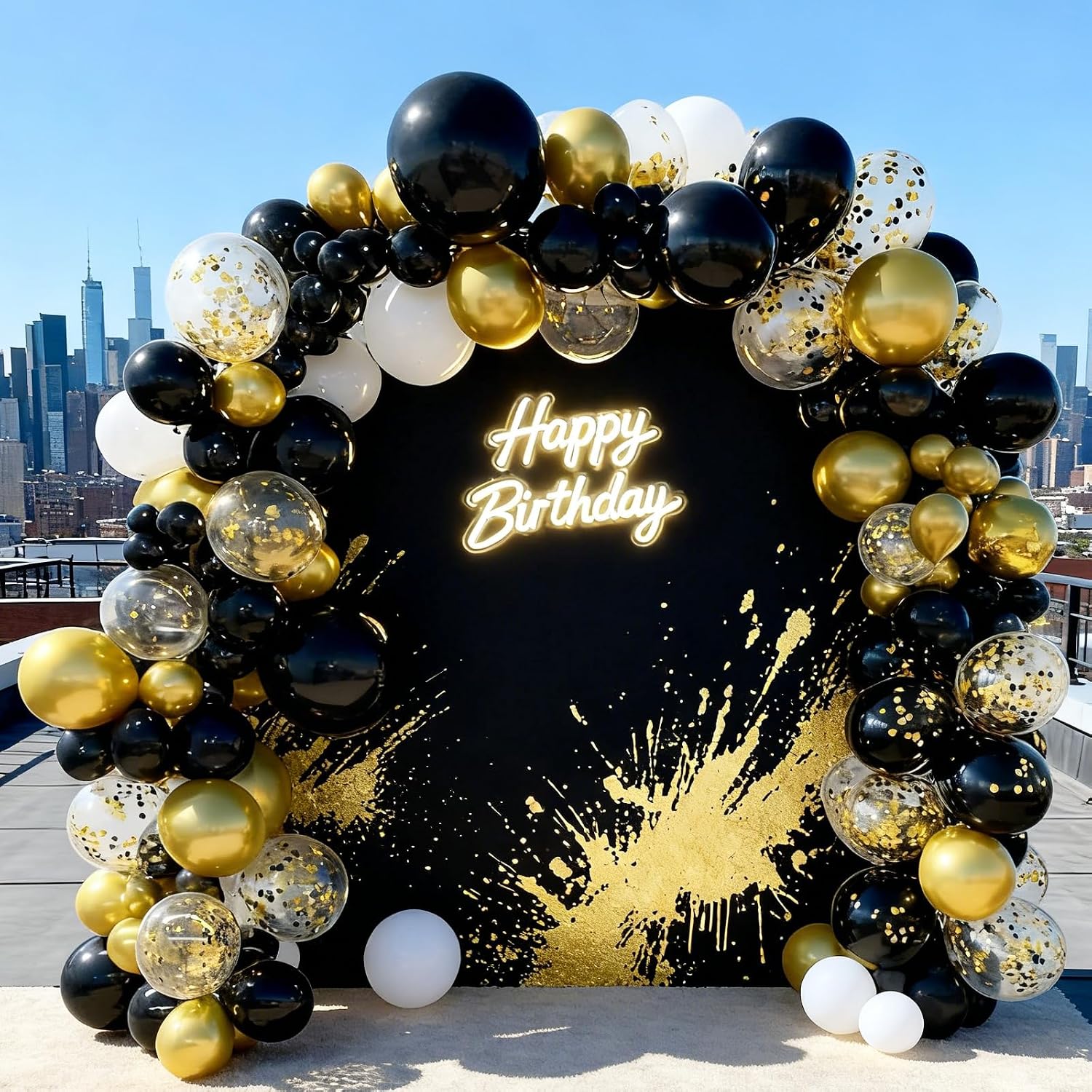 60pcs Black and Gold Balloons, 12inch Black and Gold Balloons