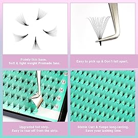VAVALASH 320 Fans Premade Fans Eyelash Extensions 8D 10D 12D 14D 16D 20D 0.03 0.05 0.07 Thickness C/D Curl Middle Stem Heat Bonded Premade Fans Volume Lash Extensions (320 Fans-14D-0.07-D-11mm)