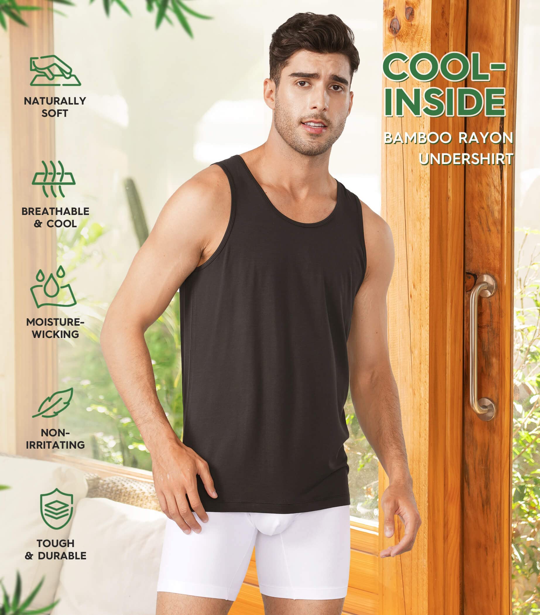 DAVID ARCHY Herren Unterhemden Tshirt Tanktop Business Lässig Bambusfaser Weich Seidig Kurzarm Ärmellos Atmungsaktiv Weste Unterhemd T-Shirt Männer Unterziehshirt Tailliert 3/5er Pack
