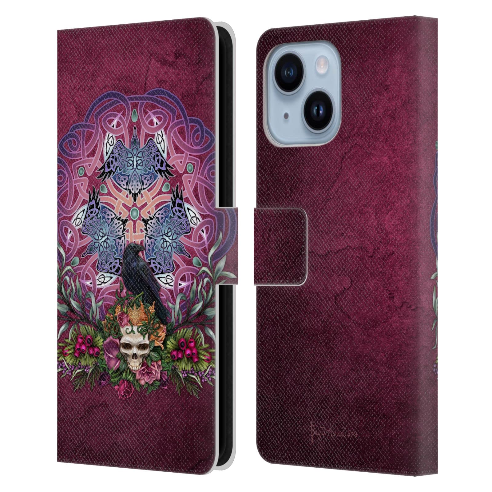 Corbeaux Morrigans étui portefeuille pour iPhone 14 Plus cuir Brigid Ashwood