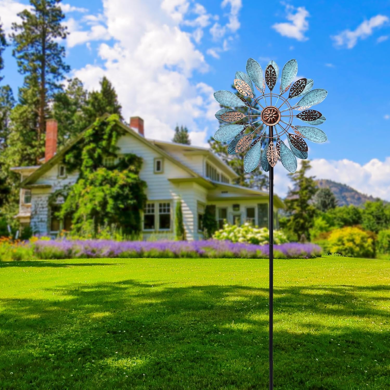 MUMTOP Decorative Metal Wind Spinner for Garden, Outdoor Patio, Lawn, Yard, Weather Resistant Kinetic Art