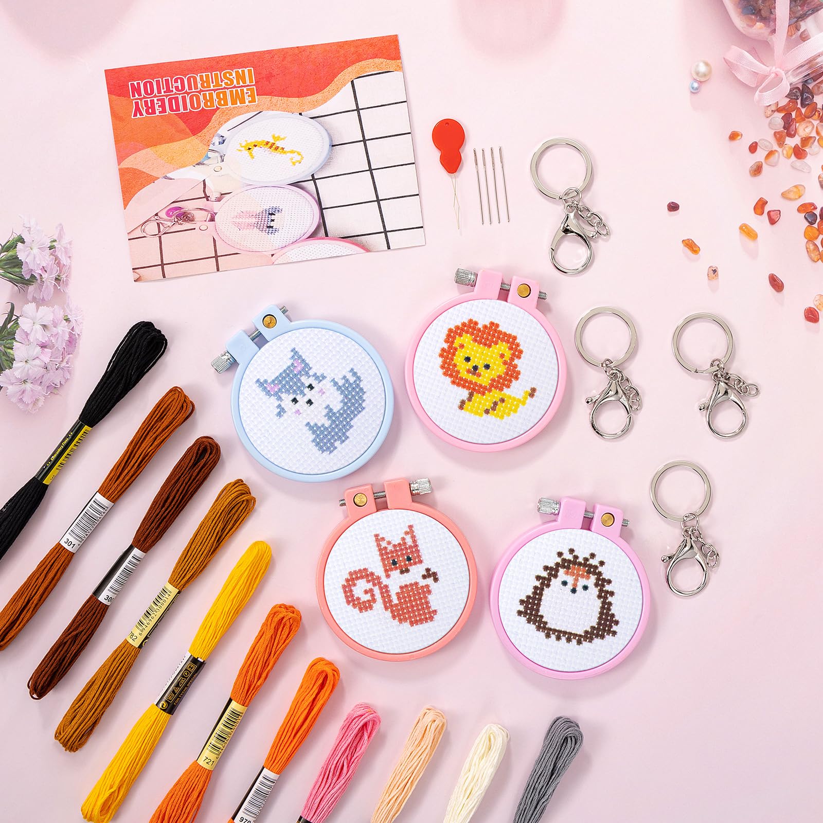 Kreuzstich-Set Safari Tiere – 5 Geprägte Sets Für Kinder & Anfänger, Inkl. Garn & Zubehör