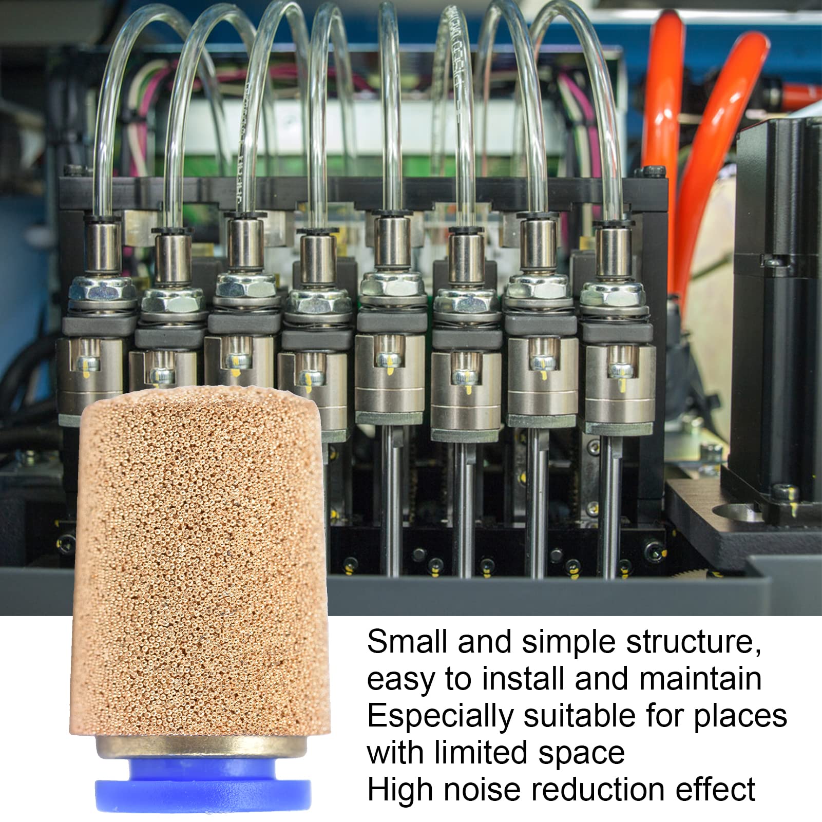 Air Pneumatic Mufflers, PSF8 4Pcs Exhaust Noise Filter Reducer Hardware for Air Cylinder, Solenoid Valves, Crankcase