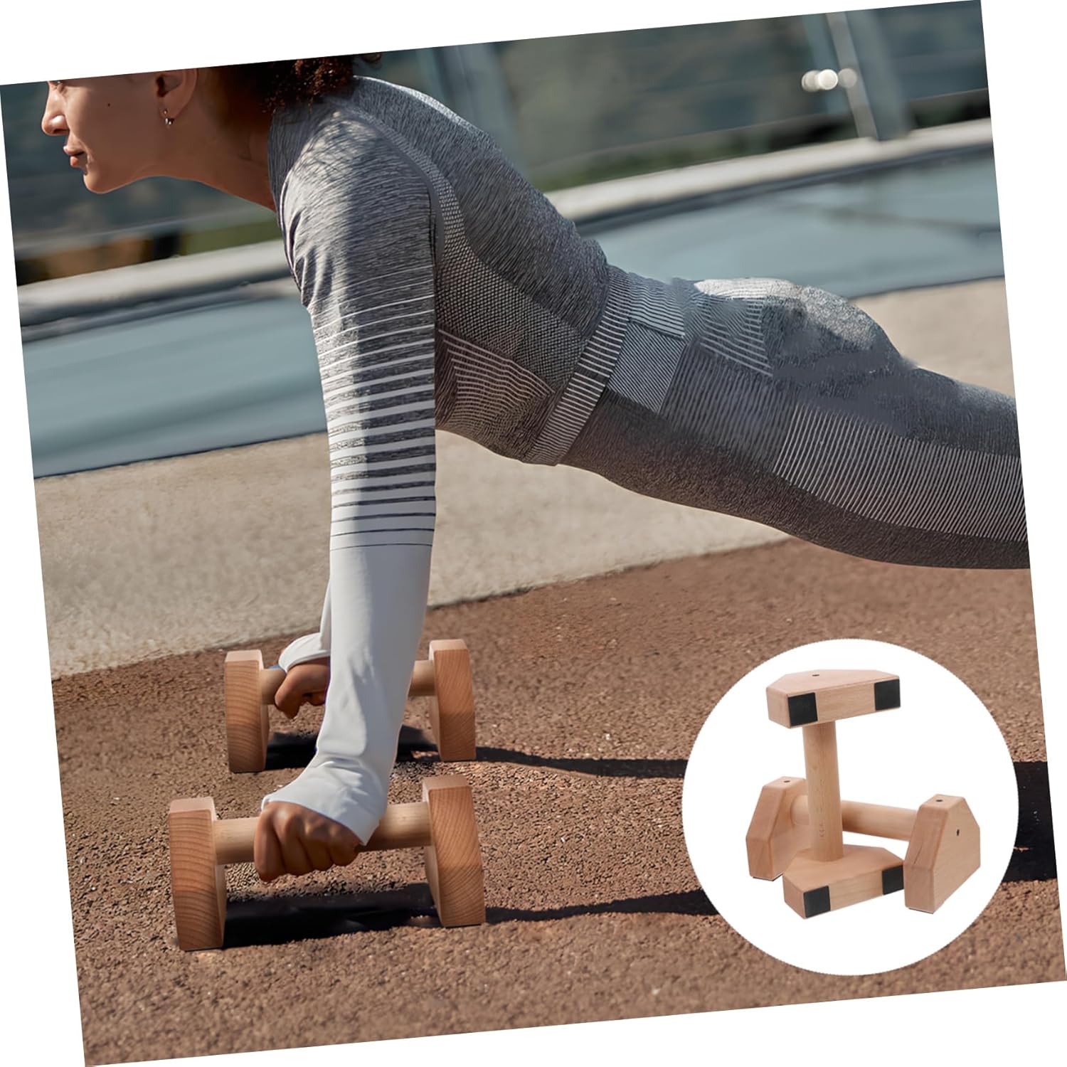 Mipcase 2pcs Wooden Handles for Men Bars Strength Training Workout Equipment Gym Accessories