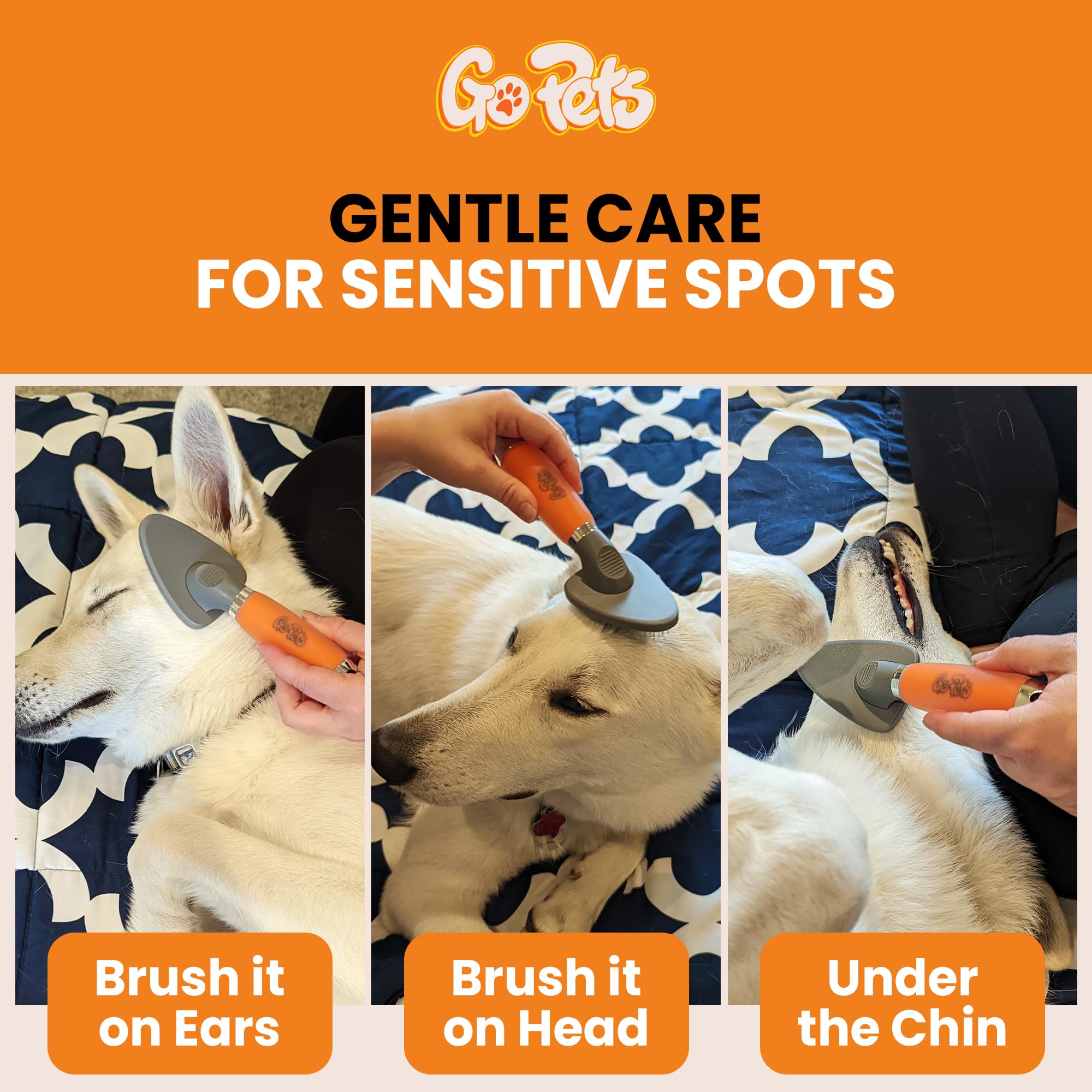GoPets Small Pin Zupfbürste, Easy-Groom Pin Comb für Verfilzungen & Haarausfall, abgerundete Sicherheitsspitzen, Entfilzungsbürste für Kurz- & Langhaarkatzen, Hunde & pelzige Haustiere, ideal für