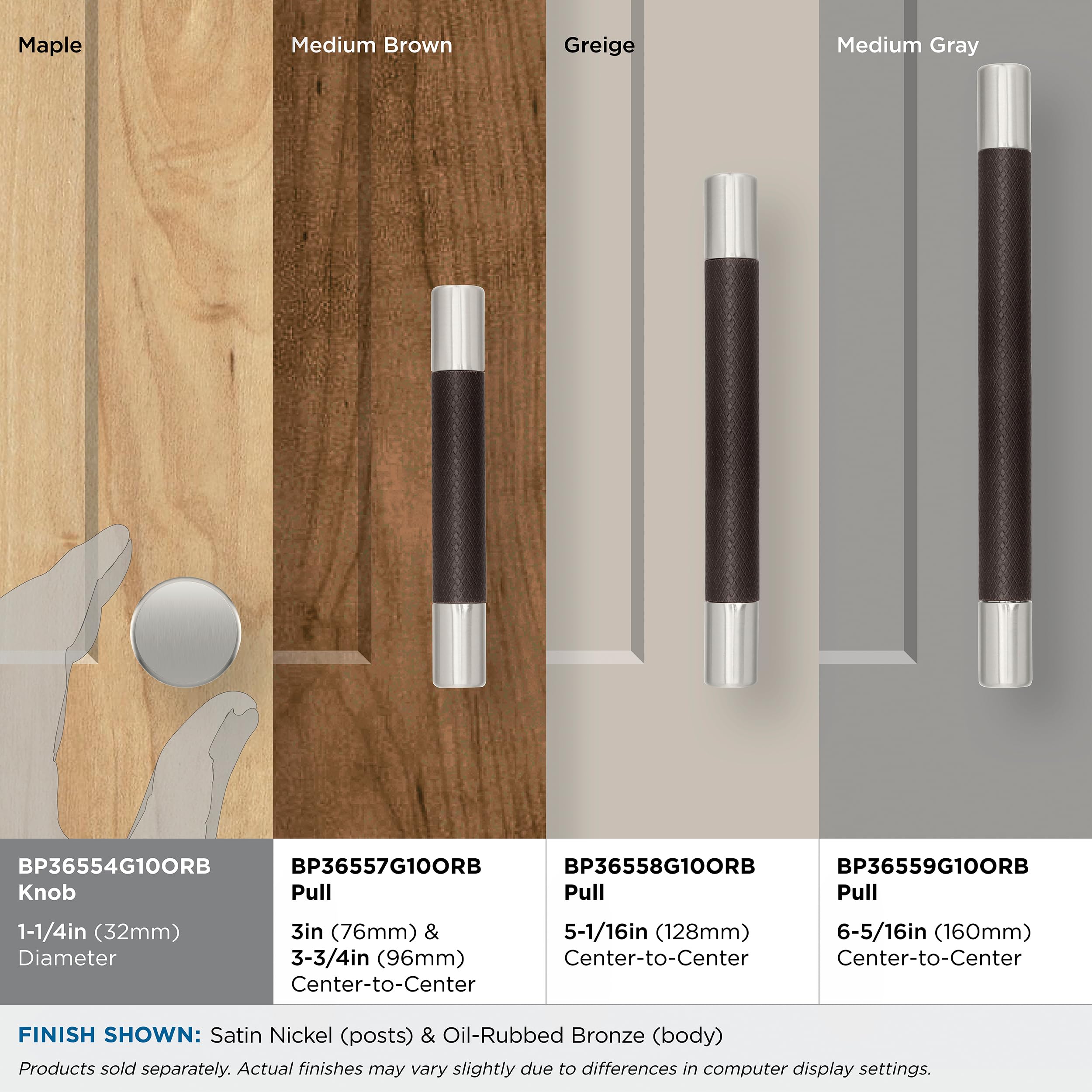 Amerock Esquire 1-1/4 inch (32mm) Diameter Satin Nickel/Oil-Rubbed Bronze Cabinet Knob, BP36554G10ORB - Image 3