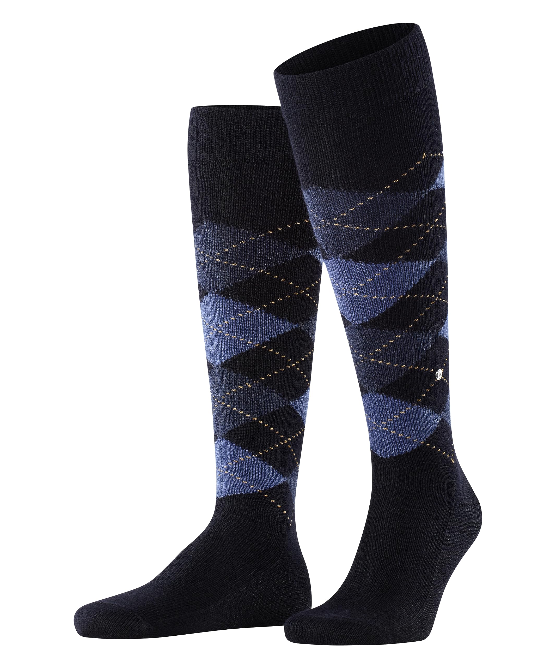 Burlington Men's Blue Dark Navy 6375 Preston M Kh Warm Long Patterned 1 Pair Knee-High Socks, 6.5-11