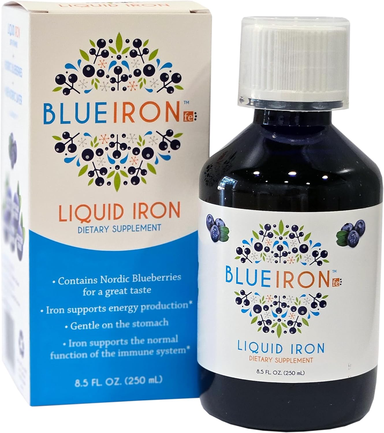 Liquid Mineral Supplement, Iron, Nordic Blueberries, Full of Beneficial antioxidants