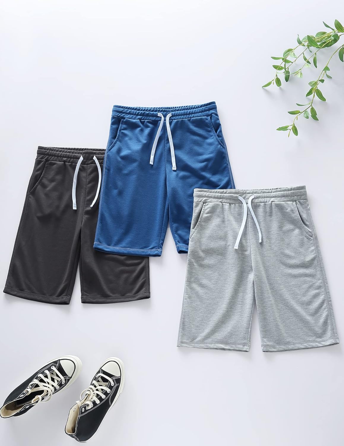 Miniatura 7 de Liberty Pro Paquete de 3 pantalones cortos deportivos para niños y jóvenes, pantalones cortos deportivos casuales con bolsillos, ropa deportiva de