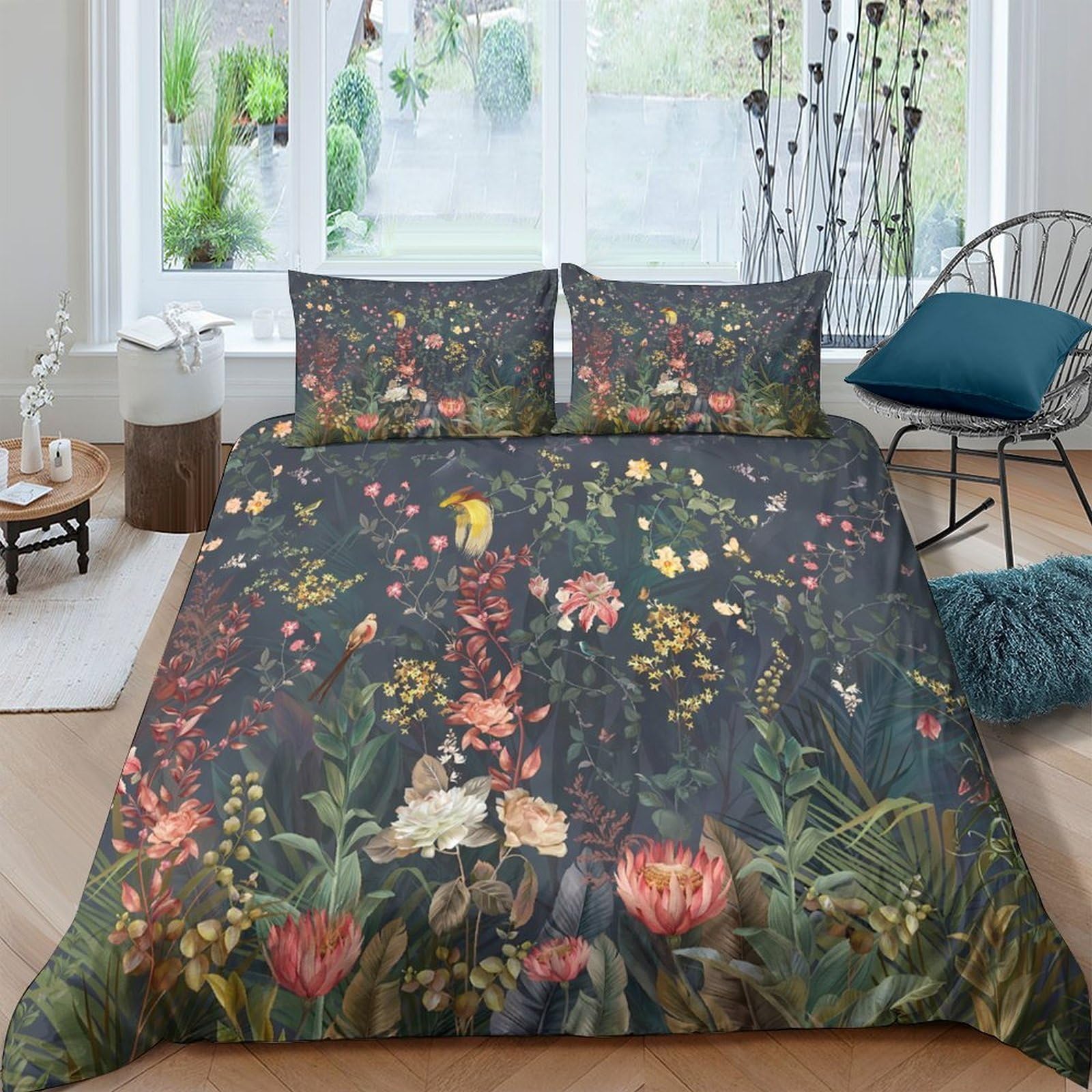 Ctjqhvkz Style-8 3D Printed Botanical Garden Fitted Sheet Microfiber Soft Floral Meadow Bed Sheet For Bedroom Guest Room Decor Single（135X200cm）
