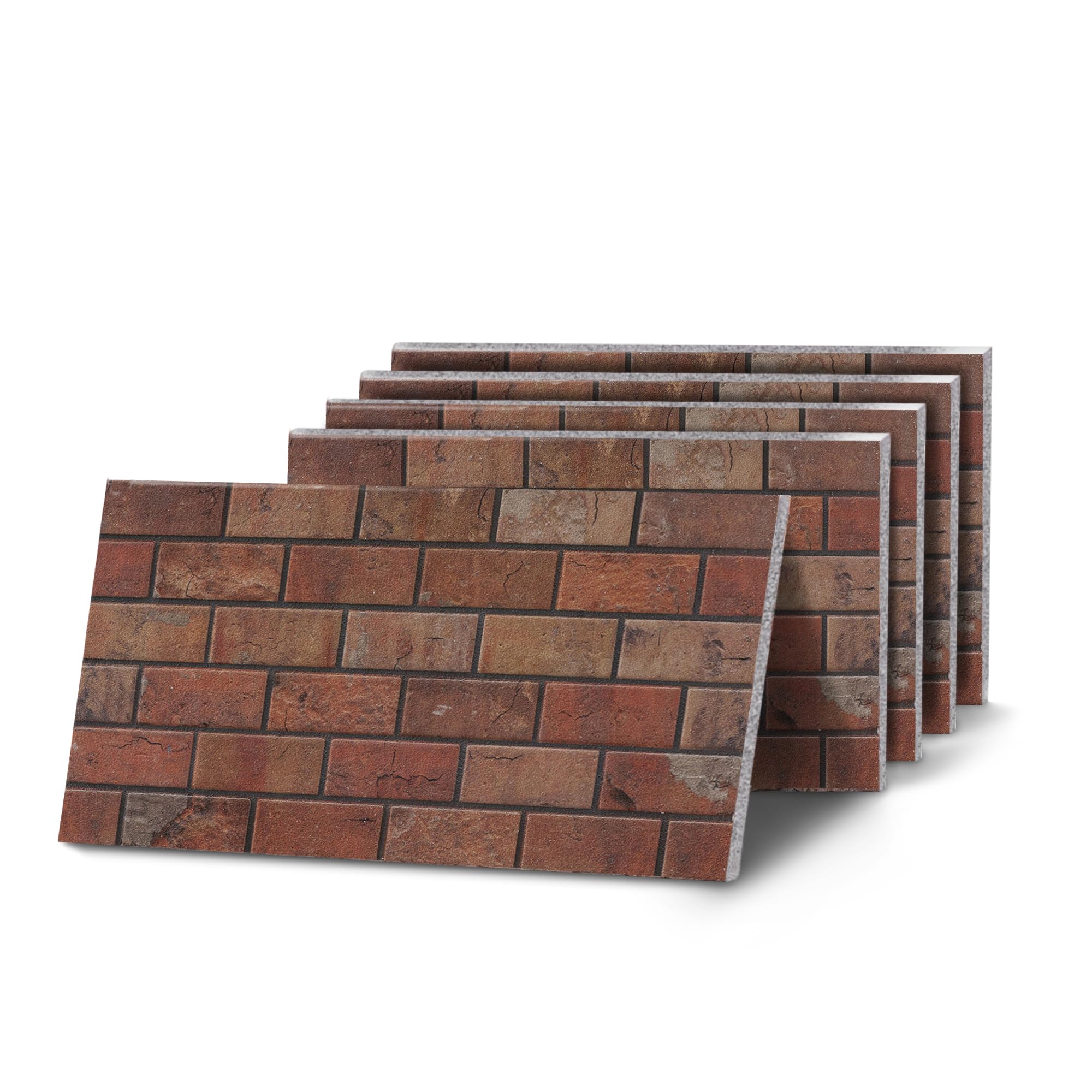 K&B Panels 3D Wall Panels, Classic Brick Effect Styrofoam Wall Panelling Kit, Lightweight, Easy to Install, Dual Insulation to Reduce Acoustic Noise, Indoor & Outdoor (Warm Red) (5 Panels)