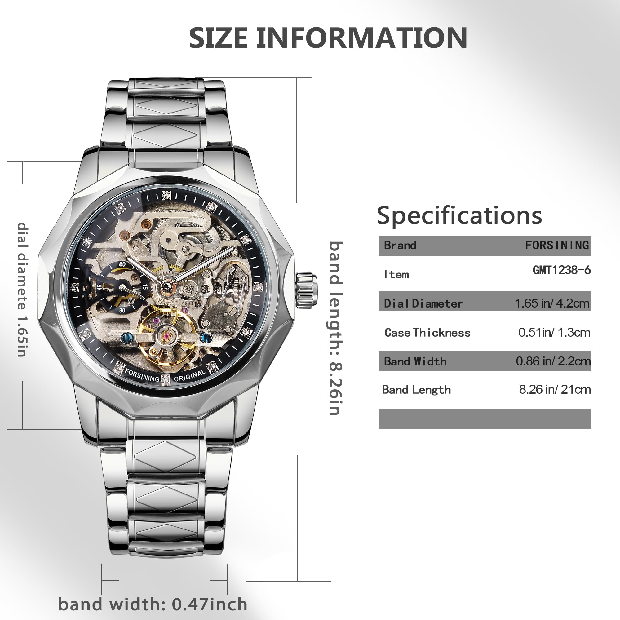 FORSINING Herren Skelett Automatik Tourbillon Uhr Selbstaufzug Hohl Mechanische Uhr Tourbillion Rhombus Edelstahl Armbanduhr Gold oder Schwarz