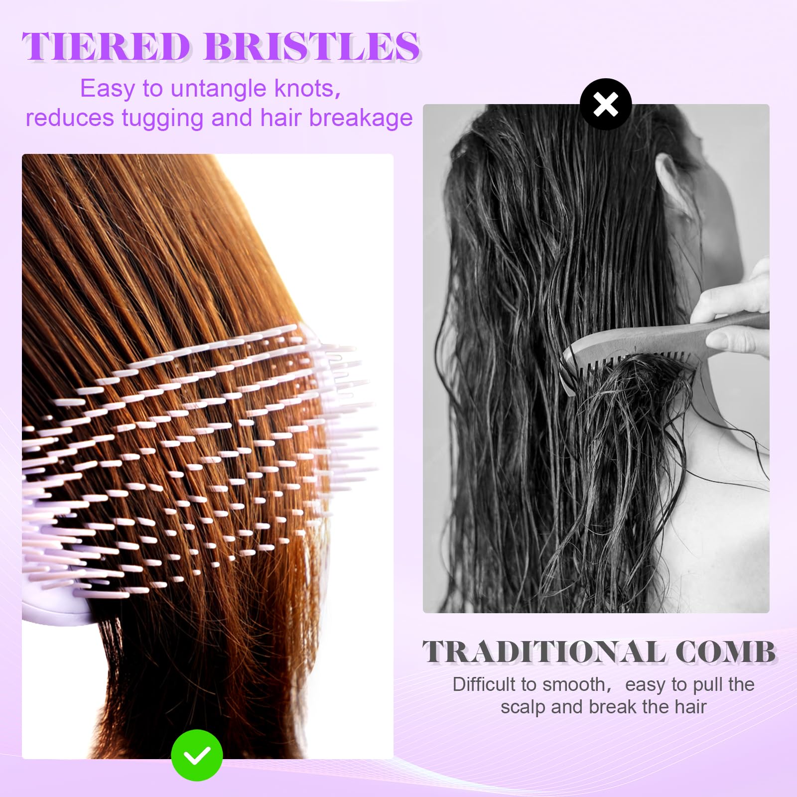 DUAIU Detangle Hair Brush, Detangling Brush for All Hair Types Glide Curly Hair Brush Through Tangled Hair, Eliminates Knots - Image 4