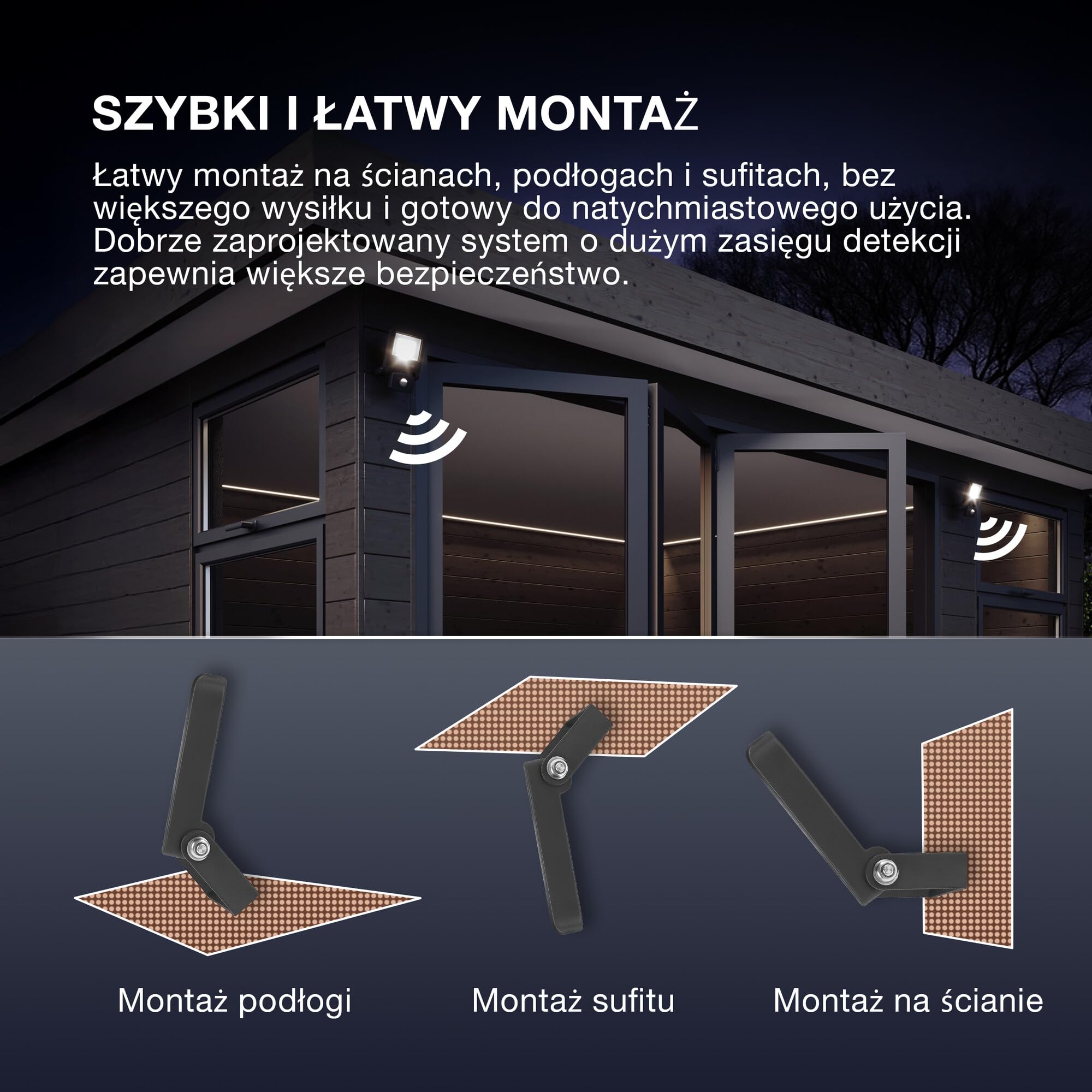 OSRAM ENDURA Flood Sensor LED Reflektor Zewnętrzny, 30W, 3000lm, 3000K ciepła biel, Czujnik Ruchu 9m, Aluminium, IP65