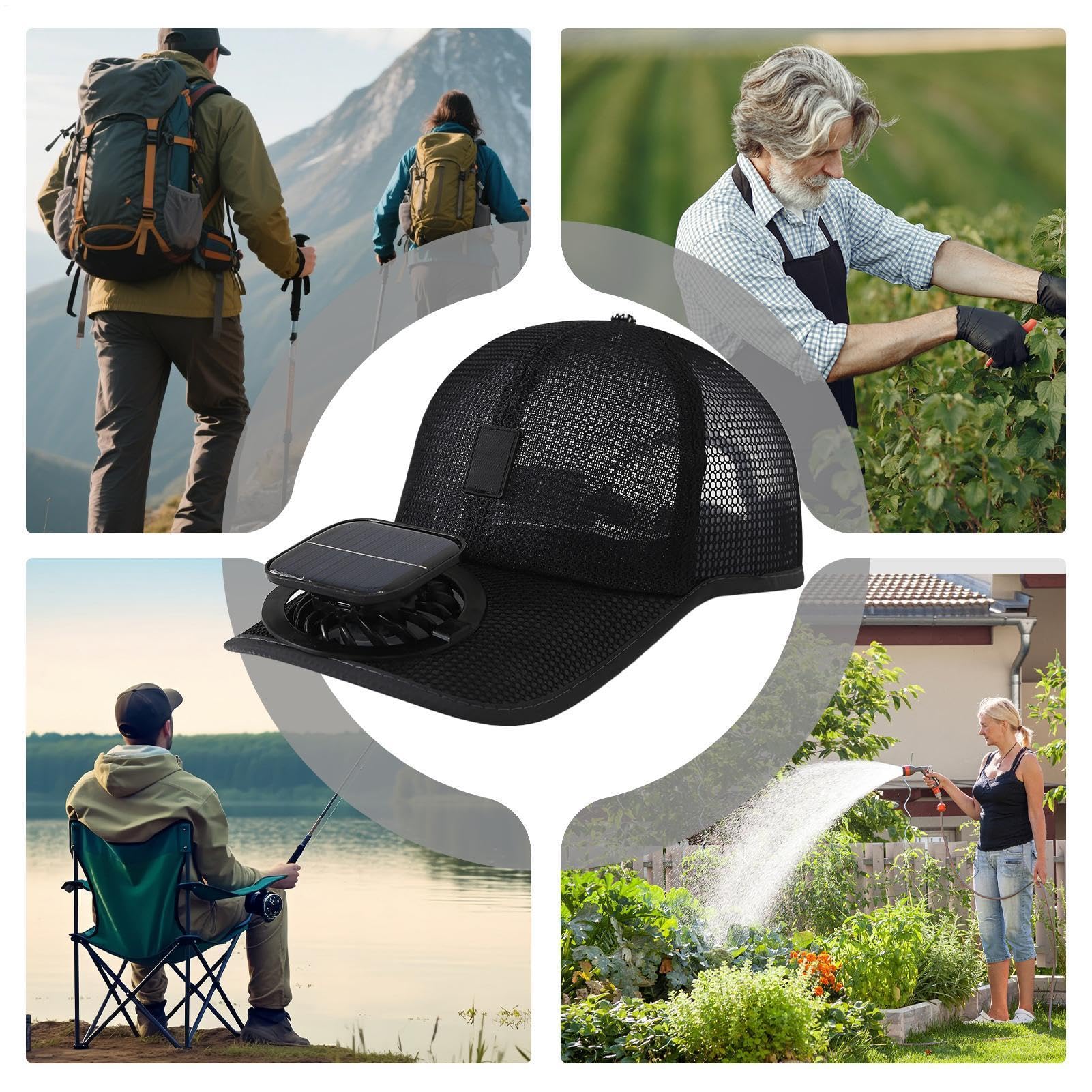 Cappello solare con ventola, protezione UV ricaricabile, cappello regolabile e rinfrescante per pesca, per esterni, spiaggia, estate, vacanze, campeggio, escursionismo, viaggi, adulti, uomini e donne