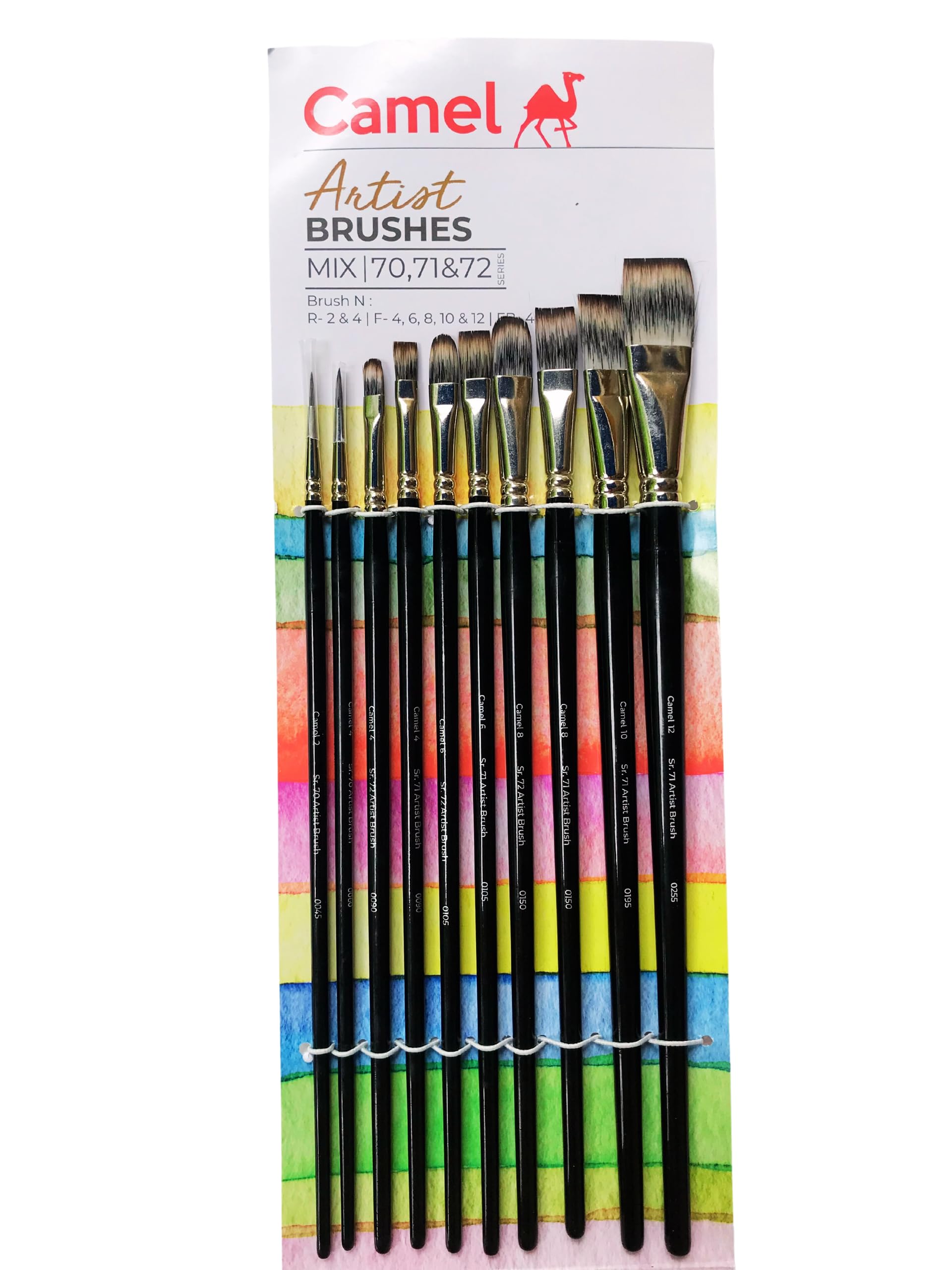 Camlin Kokuyo Artist Paint Brush Mix Series 70, 71 & 72 - Round, Flat & Filbert Synthetic taklon Long Handle, Set of 10 by Anmol Art & Frames-picture-28