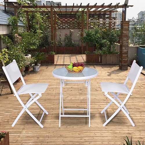 Miniatura 2 de Giantex Juego de mesa de bistró, juego de 3 piezas para patio, mesa y sillas plegables al aire libre, juego de comedor plegable para patio, juego de