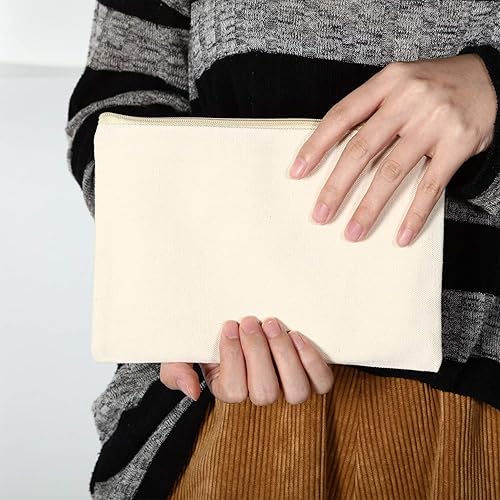 Miniatura 6 de Gejoy 10 bolsas de lona para cosméticos, bolsa multiusos para maquillaje con cremallera, lona de algodón, bolsa de aseo de viaje, para manualidades